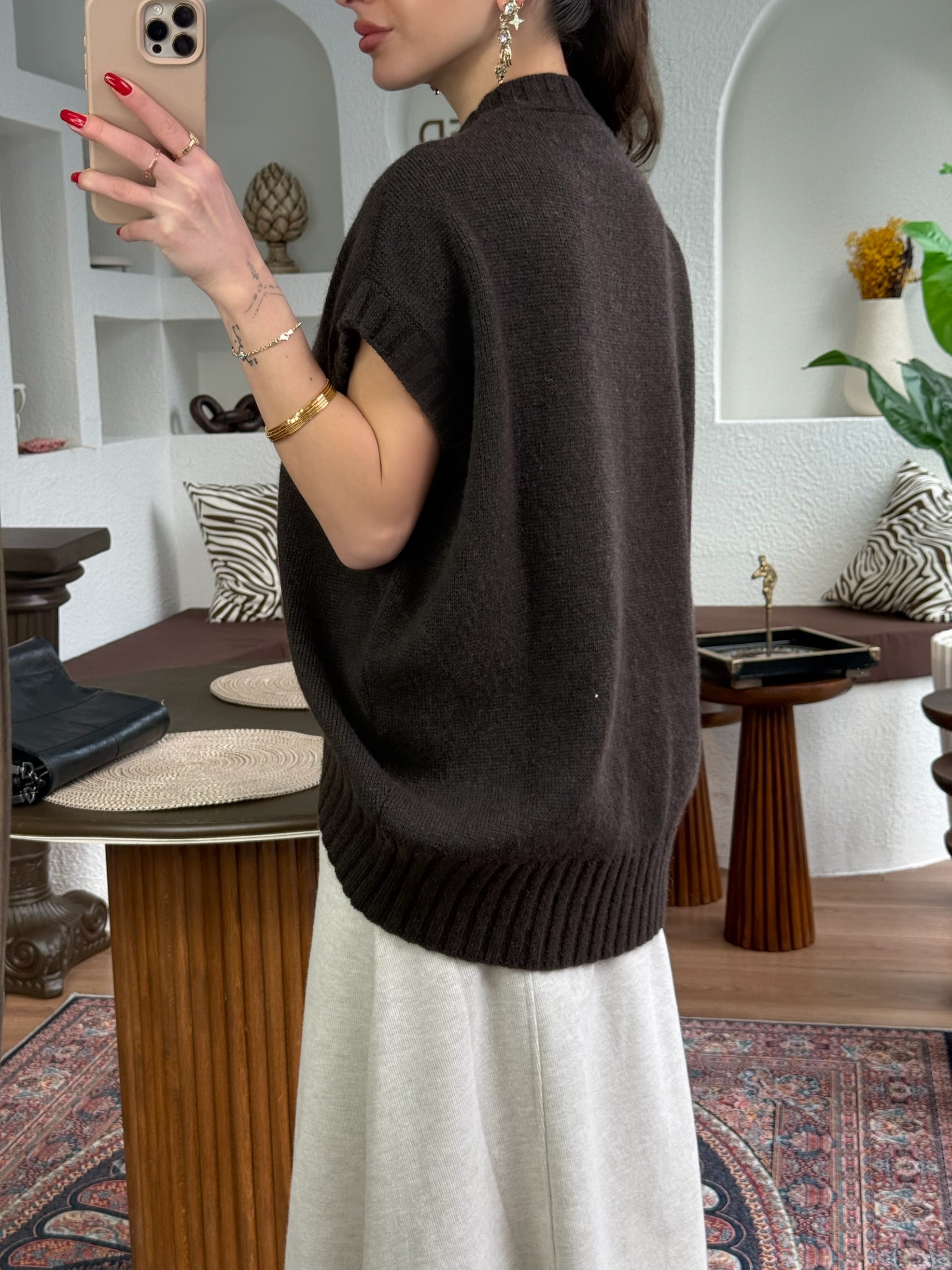 Verev triko acı kahve süveter