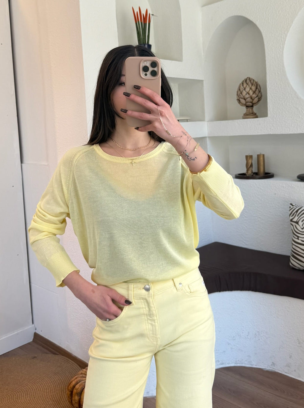 Limon sarısı triko