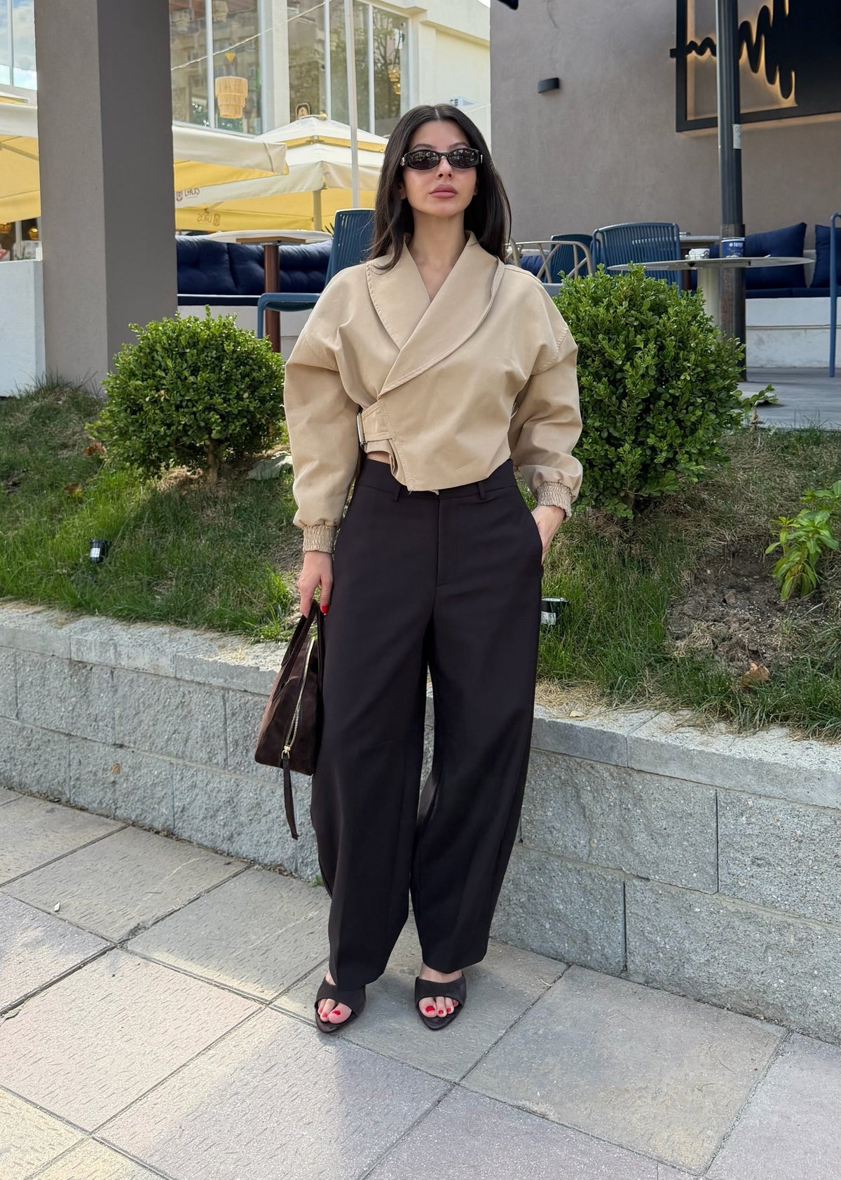 Barrel-leg pantolon-acı kahve