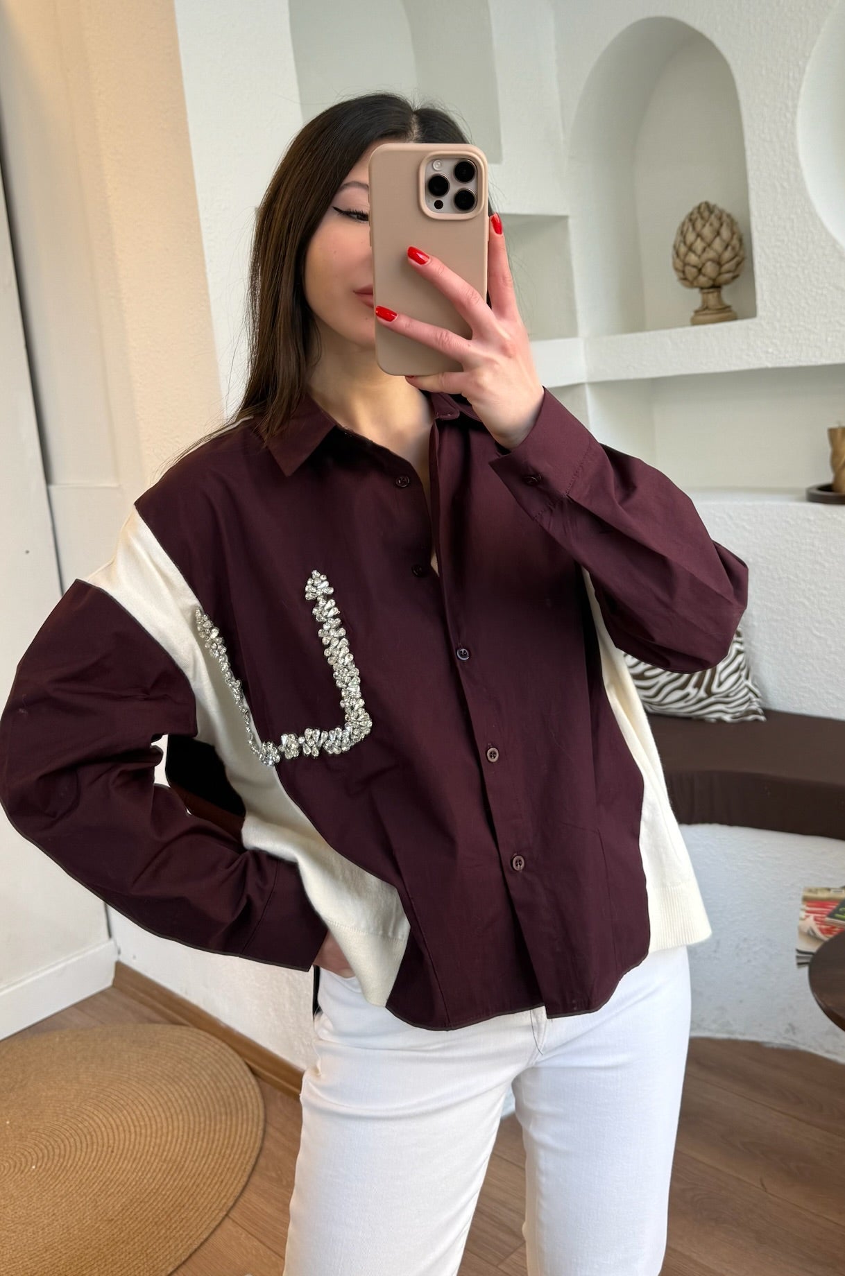 Twst model taşlı gömlek