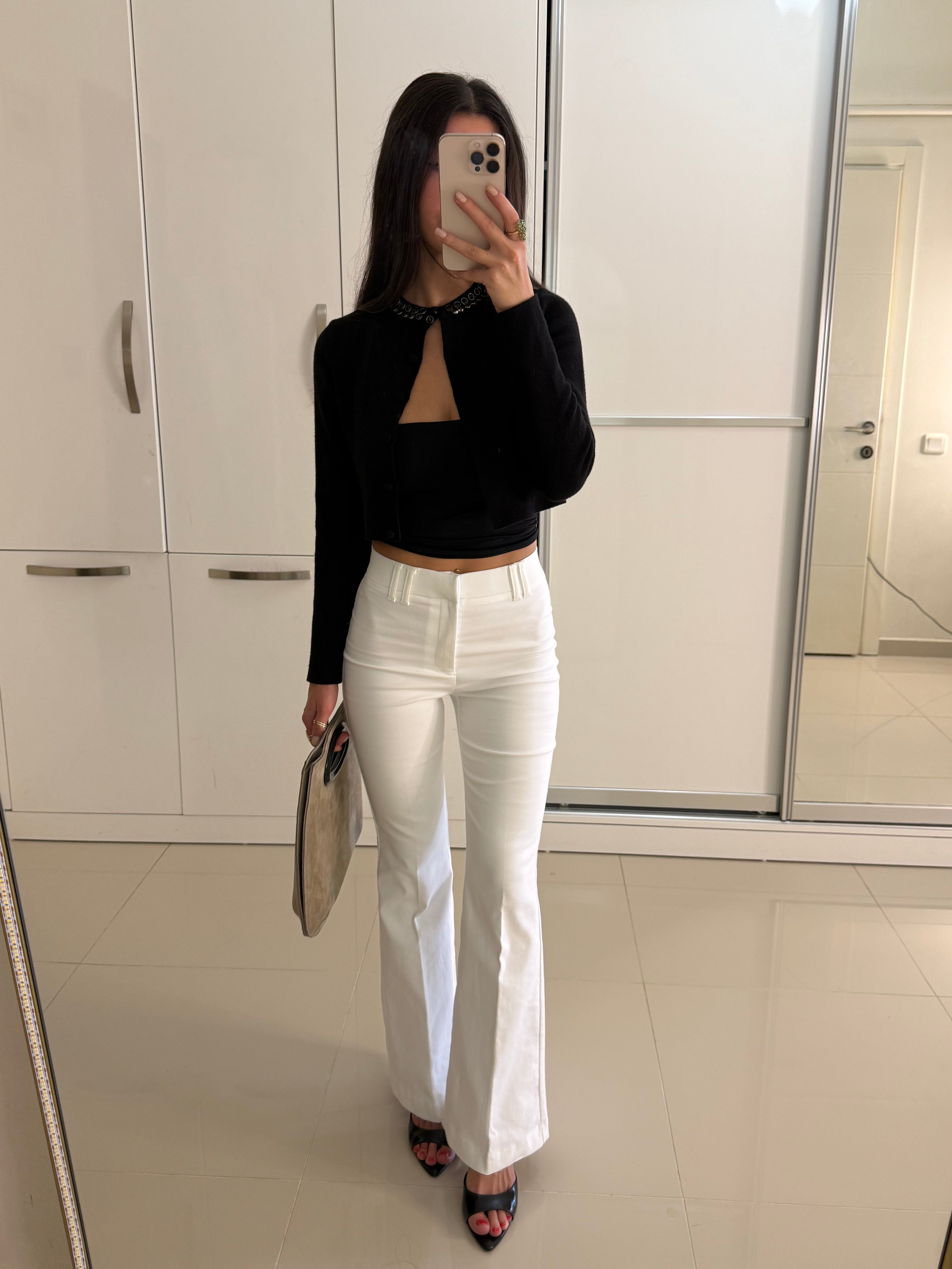 Zra Flare beyaz pantolon