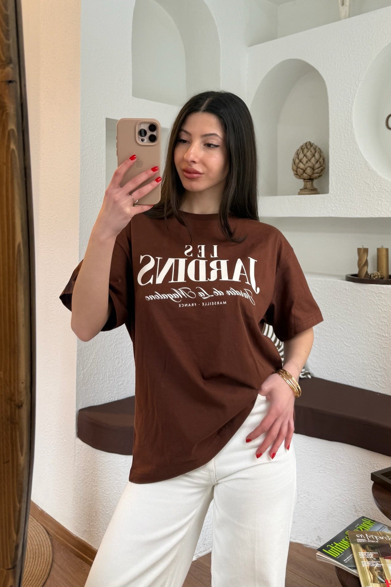 Les jardins kahve tişört