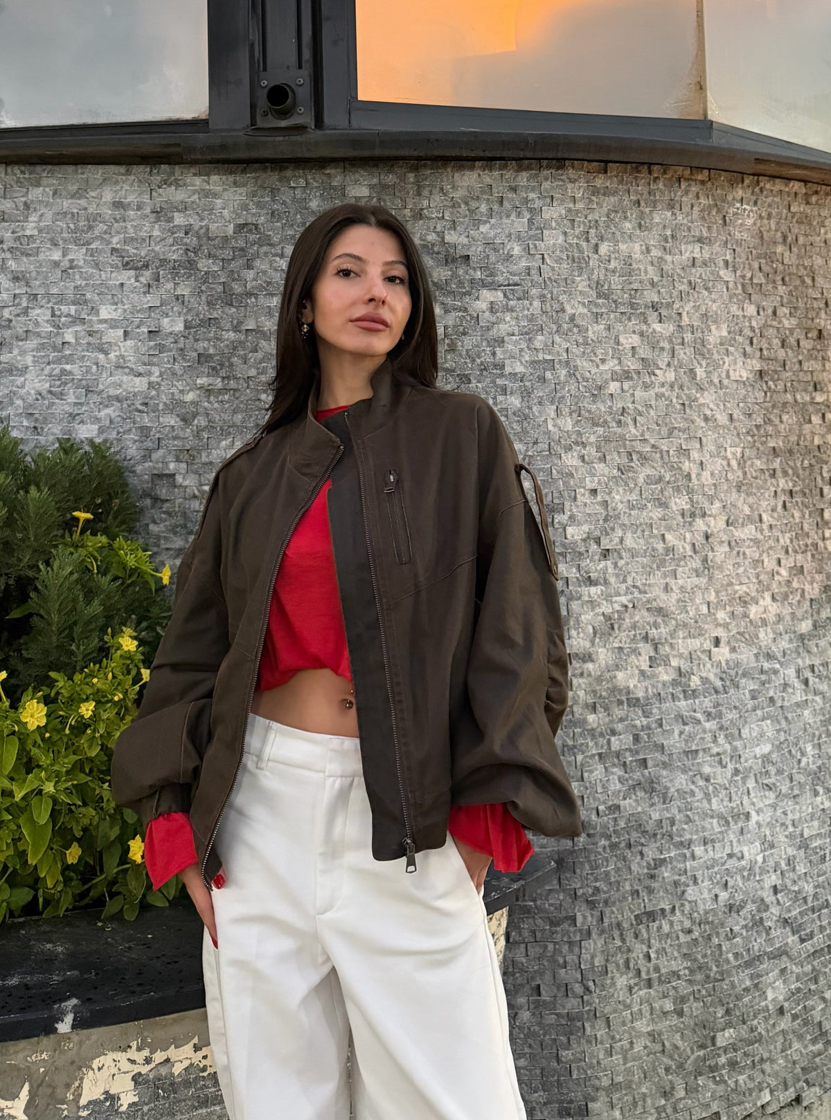 İthal Eskitme bomber ceket