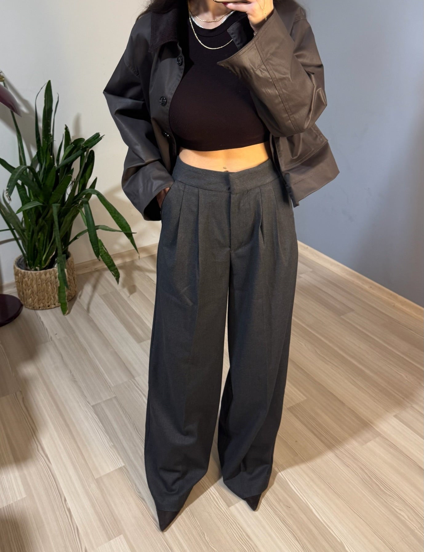 Antrasit palazzo pantolon