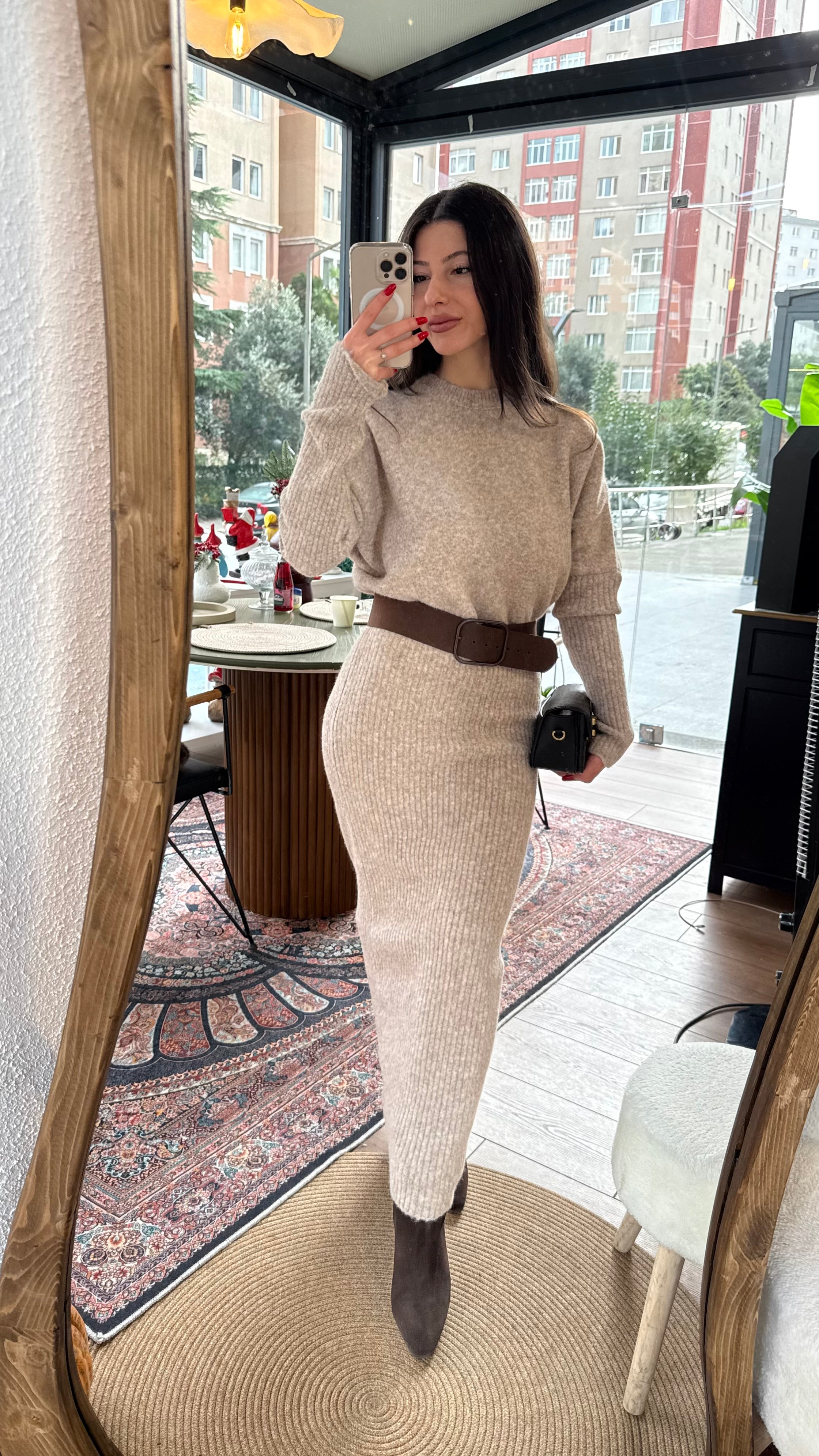 Yün karışımlı elbise