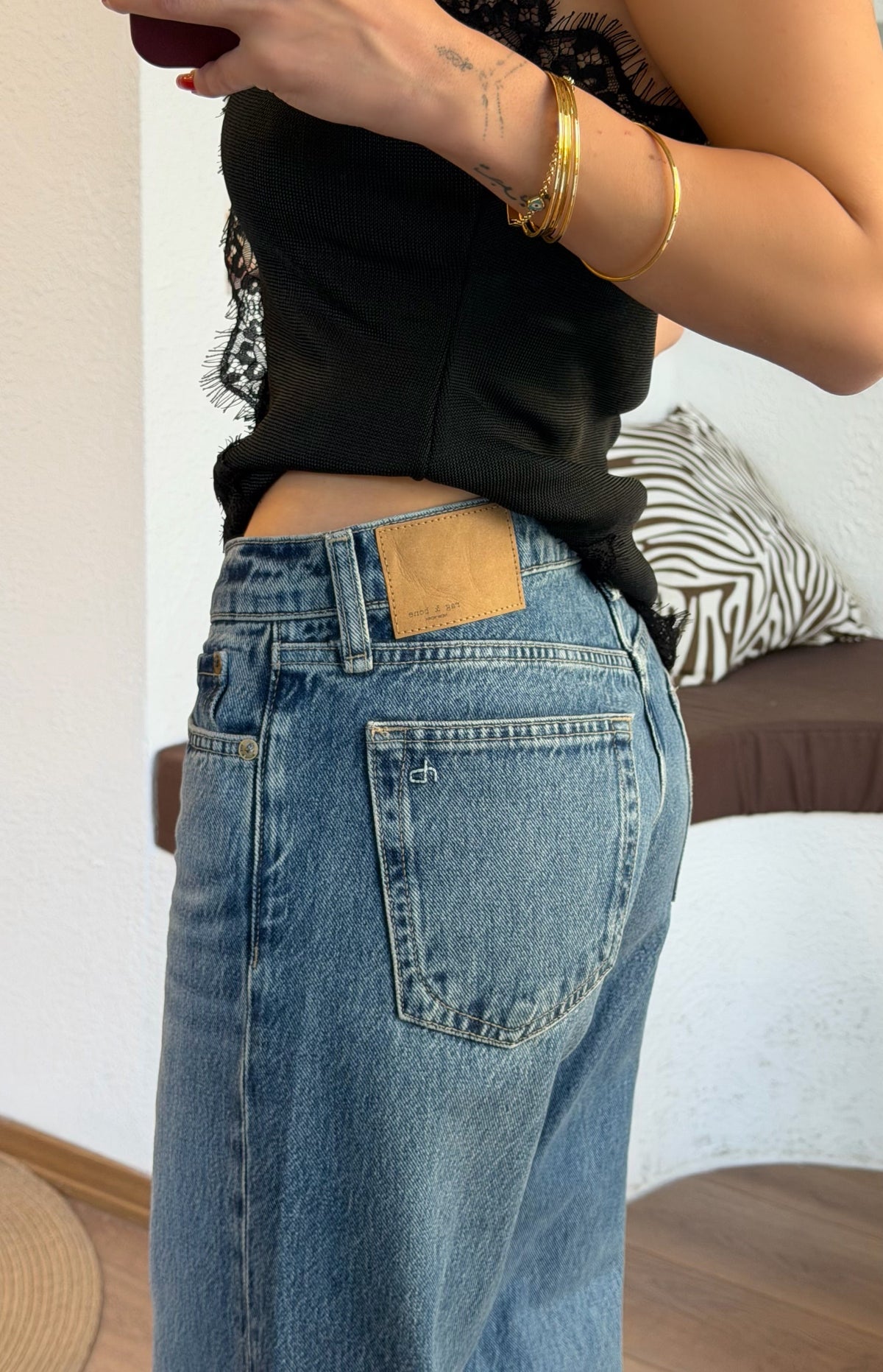 Rag&bone orta düşük bel palazzo jean
