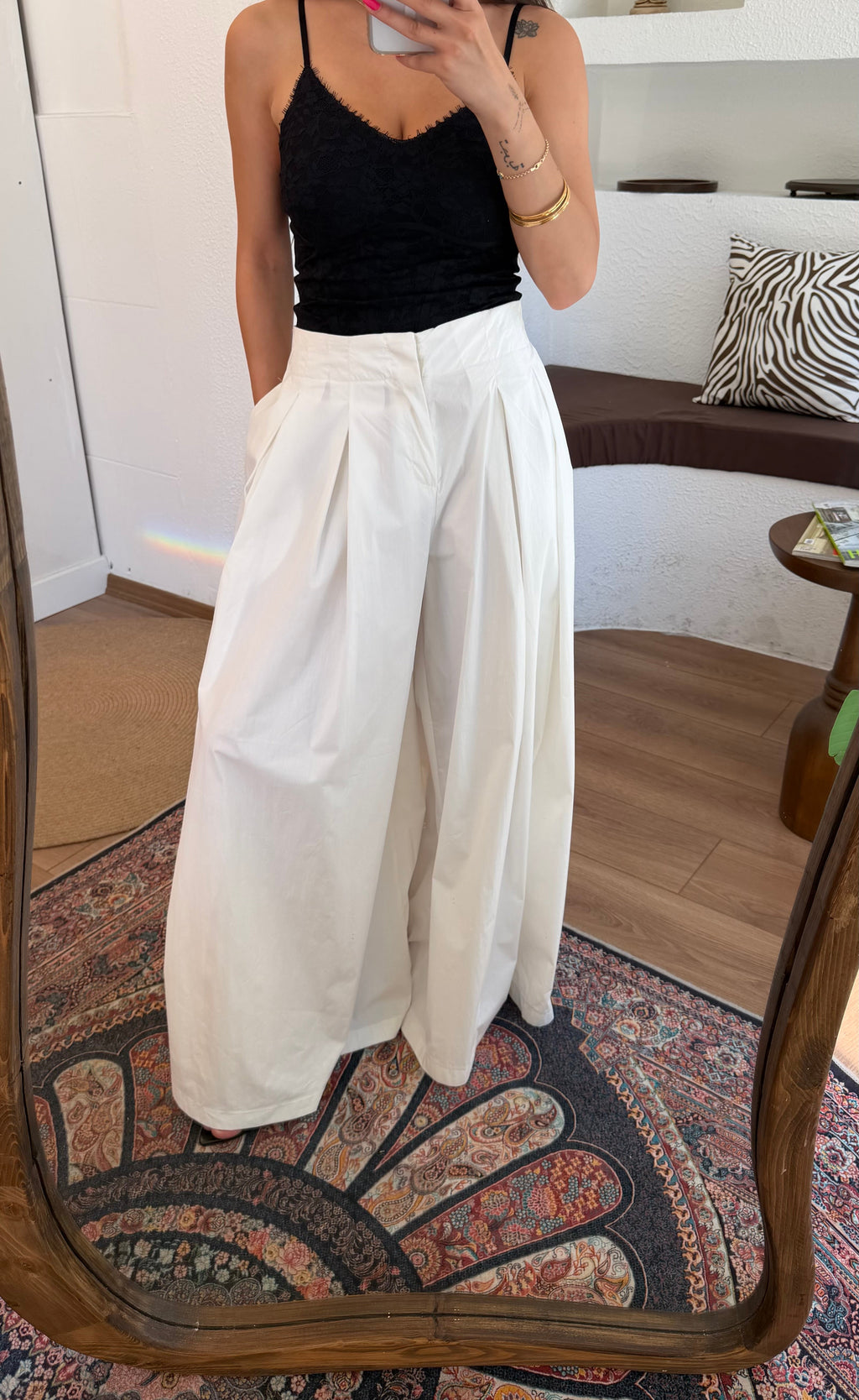 Poplin pamuk pileli pantolon