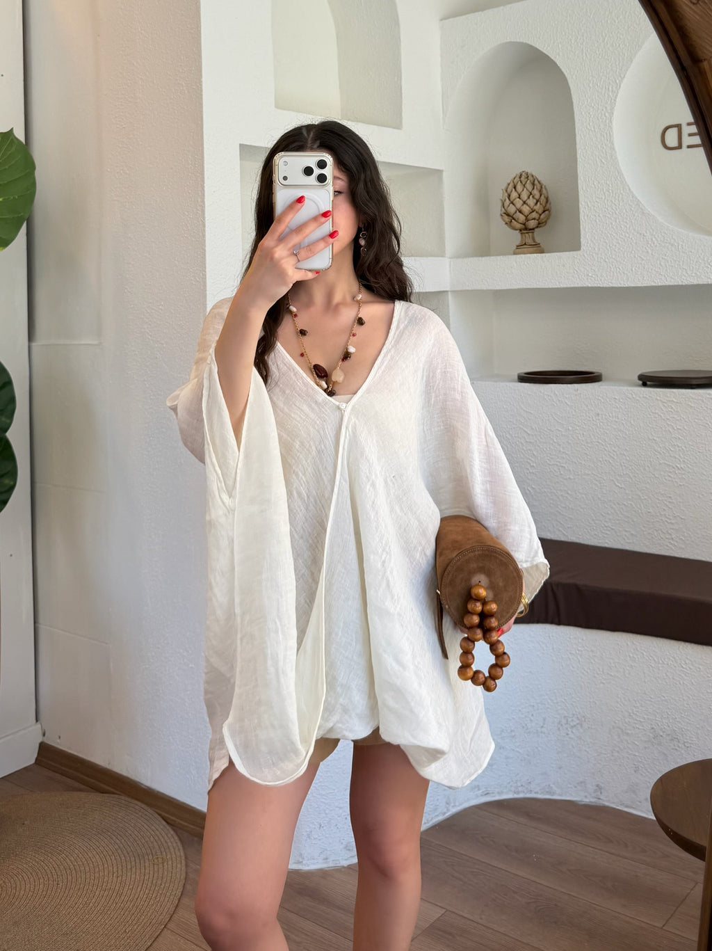 %100 keten kimono gömlek