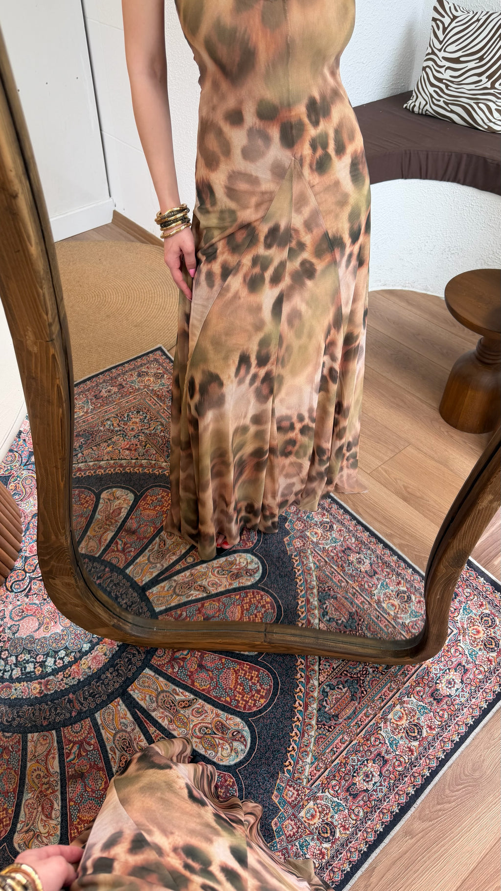 Leopar maxi elbise
