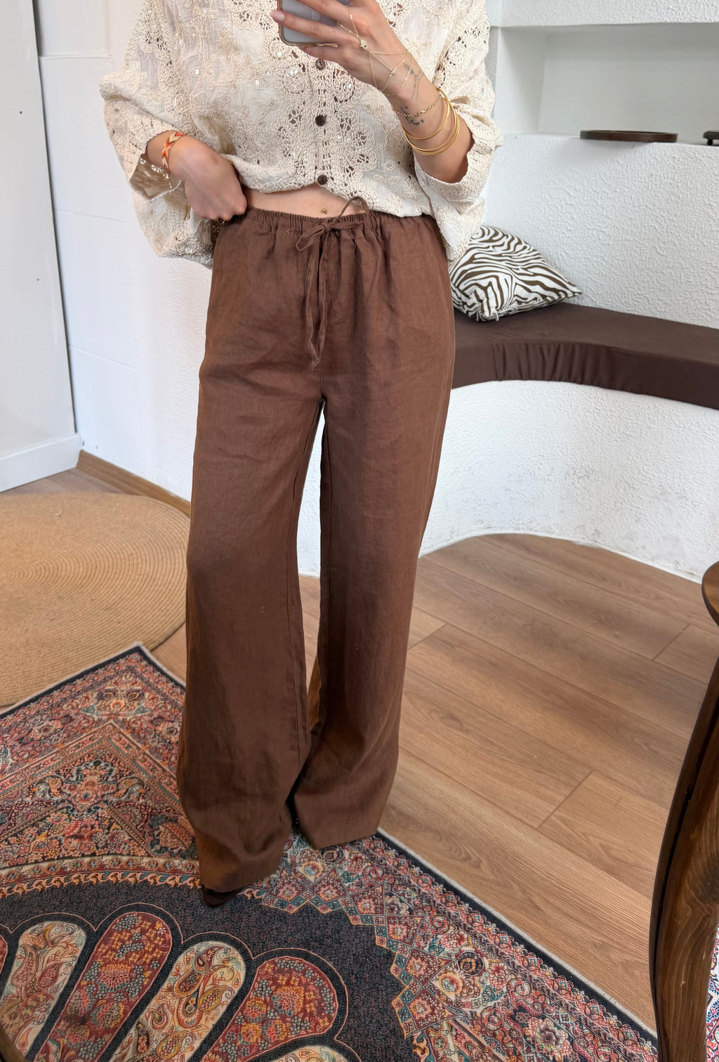%100 keten massi model pantolon