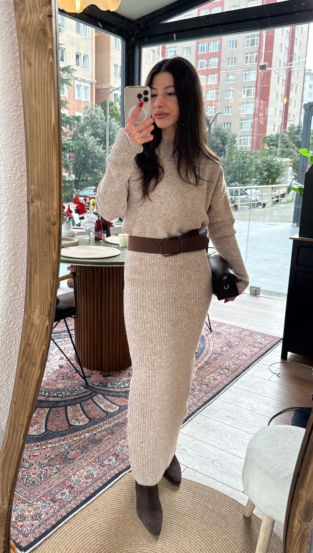 Yün karışımlı elbise