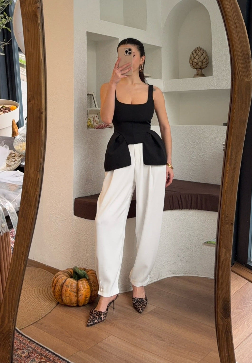 Slouchy beyaz pantolon