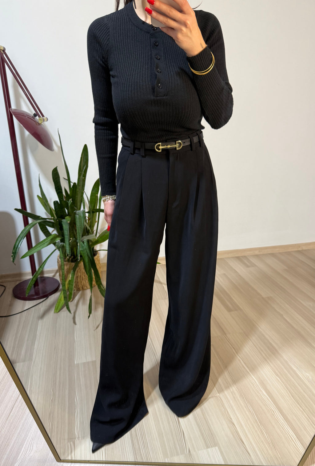 Siyah krep kumaş pantolon