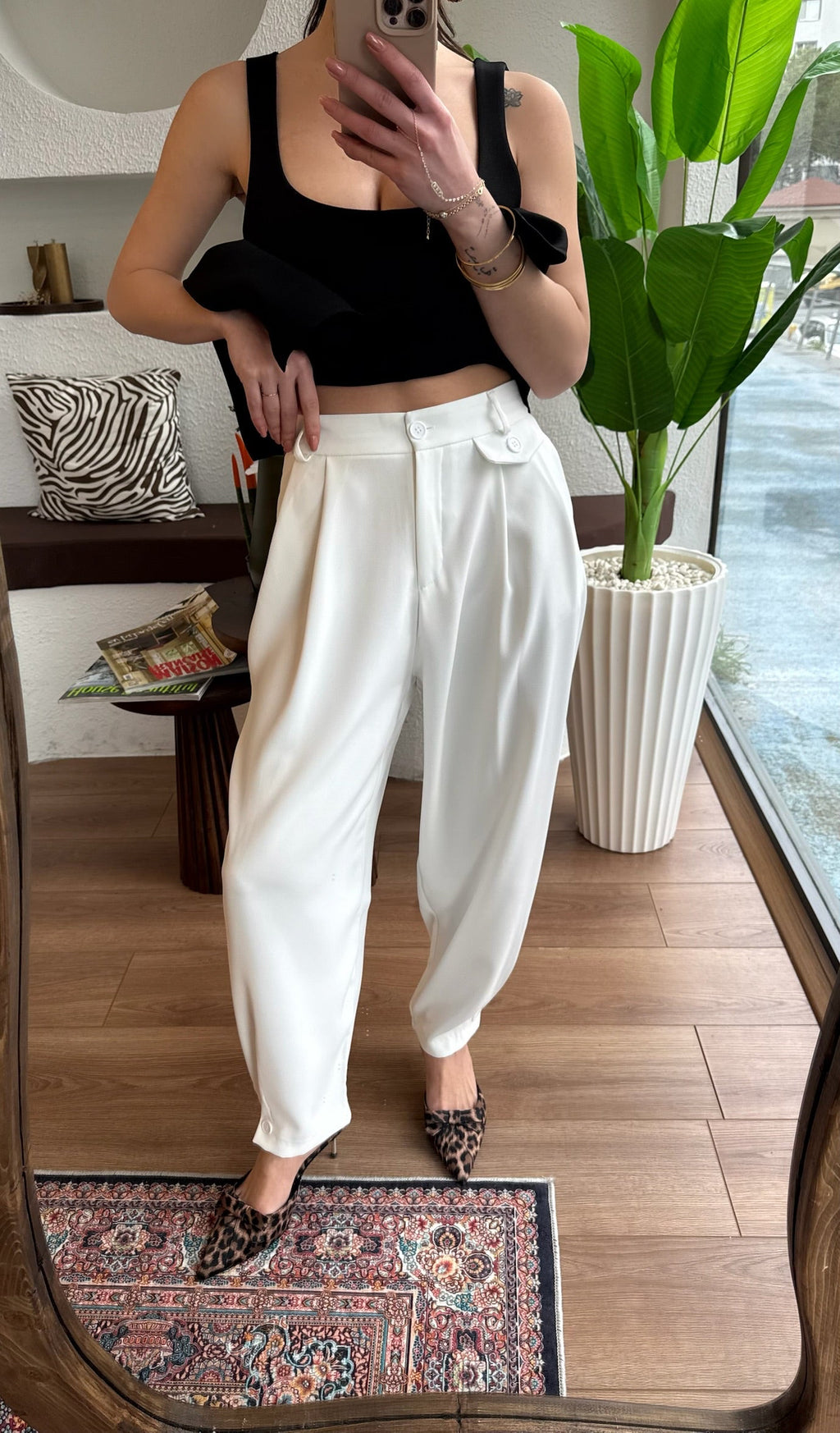 Slouchy beyaz pantolon