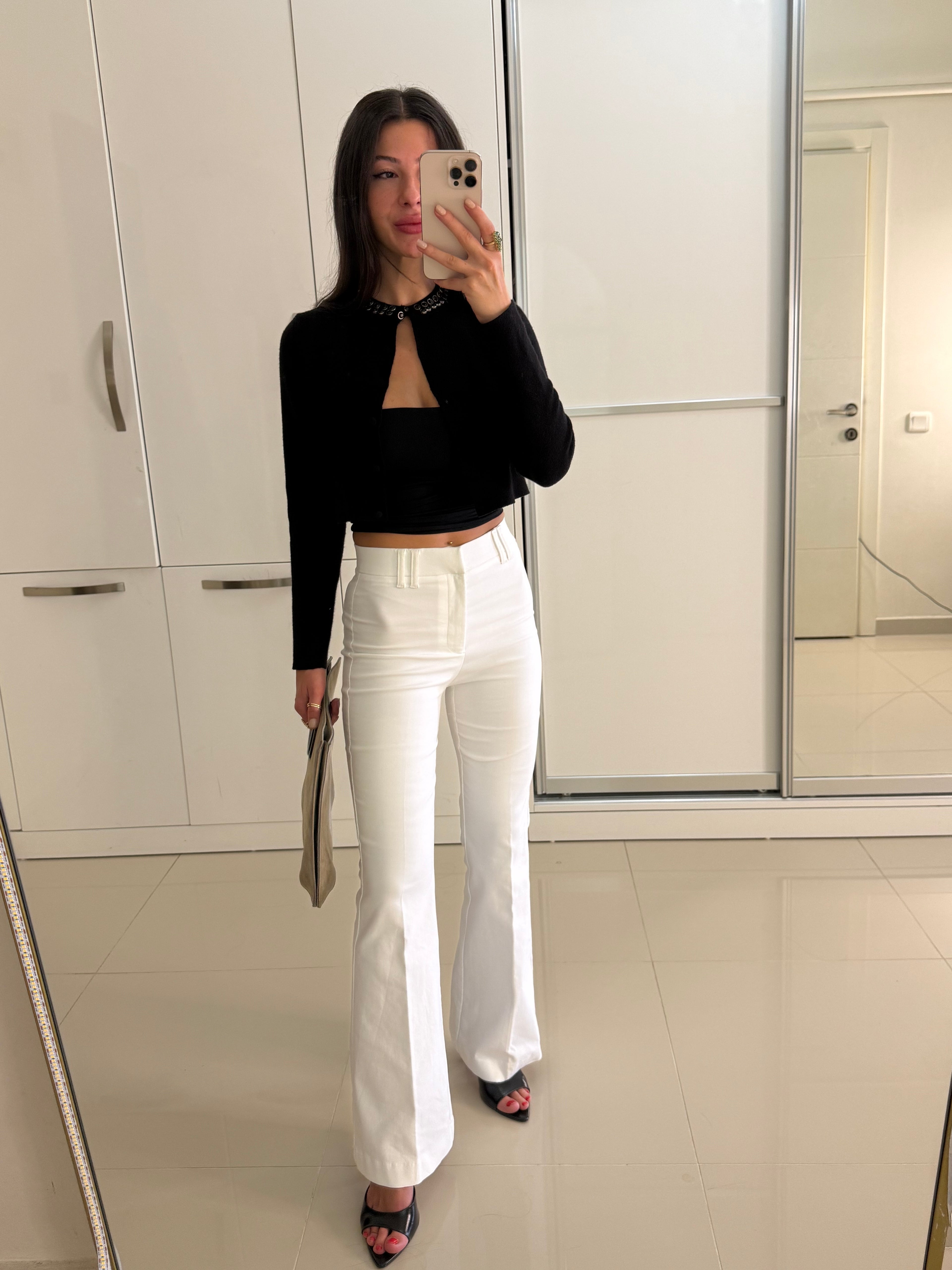 Zra Flare beyaz pantolon