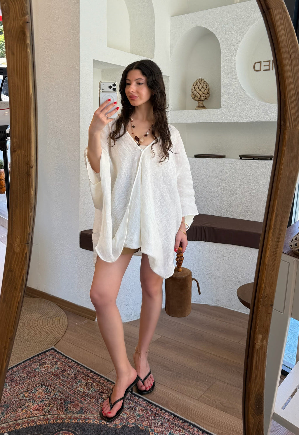 %100 keten kimono gömlek