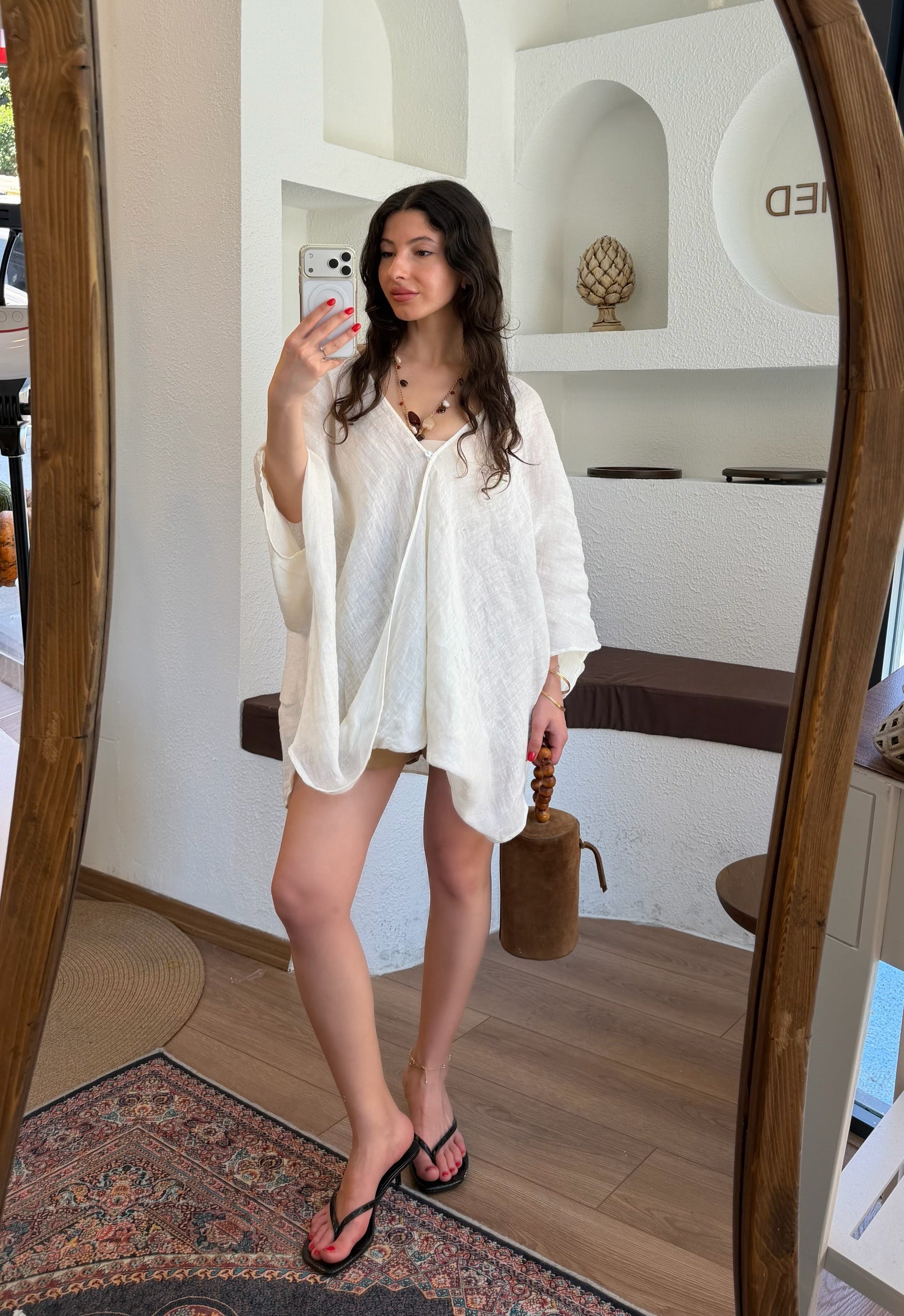 %100 keten kimono gömlek