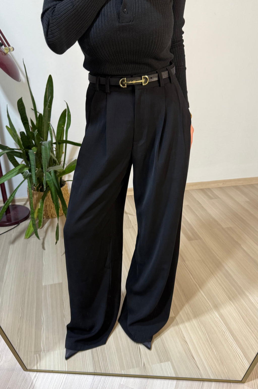 Siyah krep kumaş pantolon