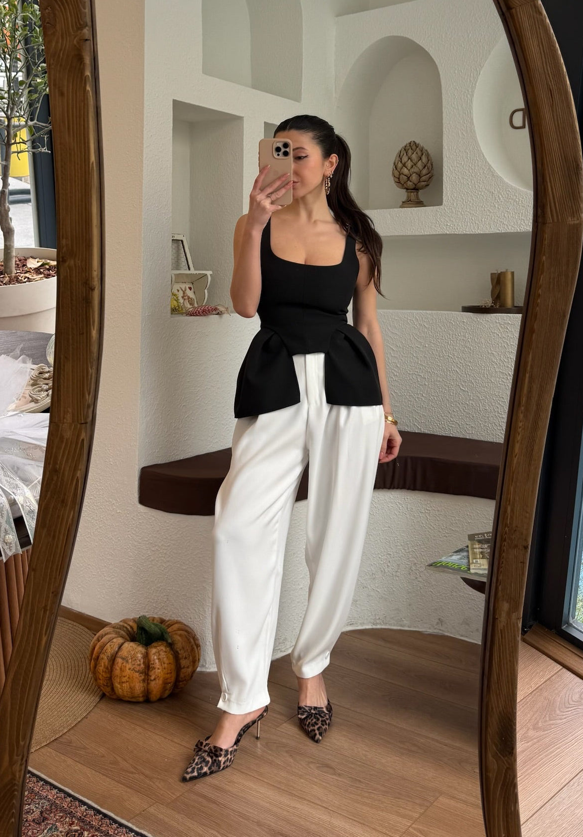Siyah peplum top