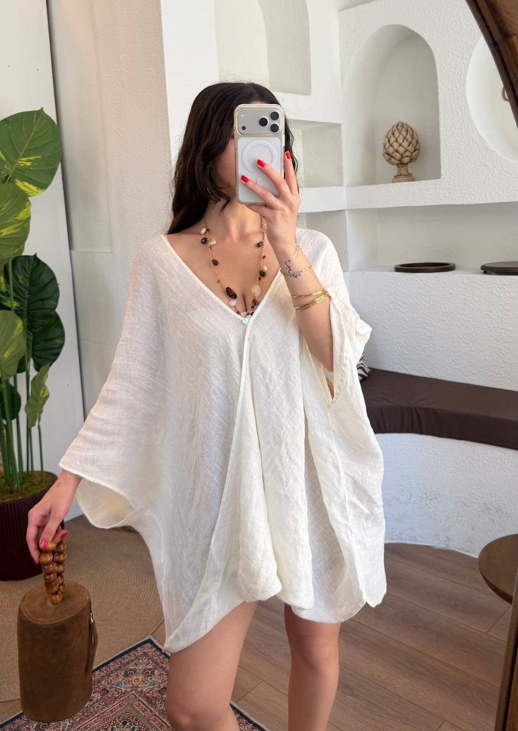 %100 keten kimono gömlek