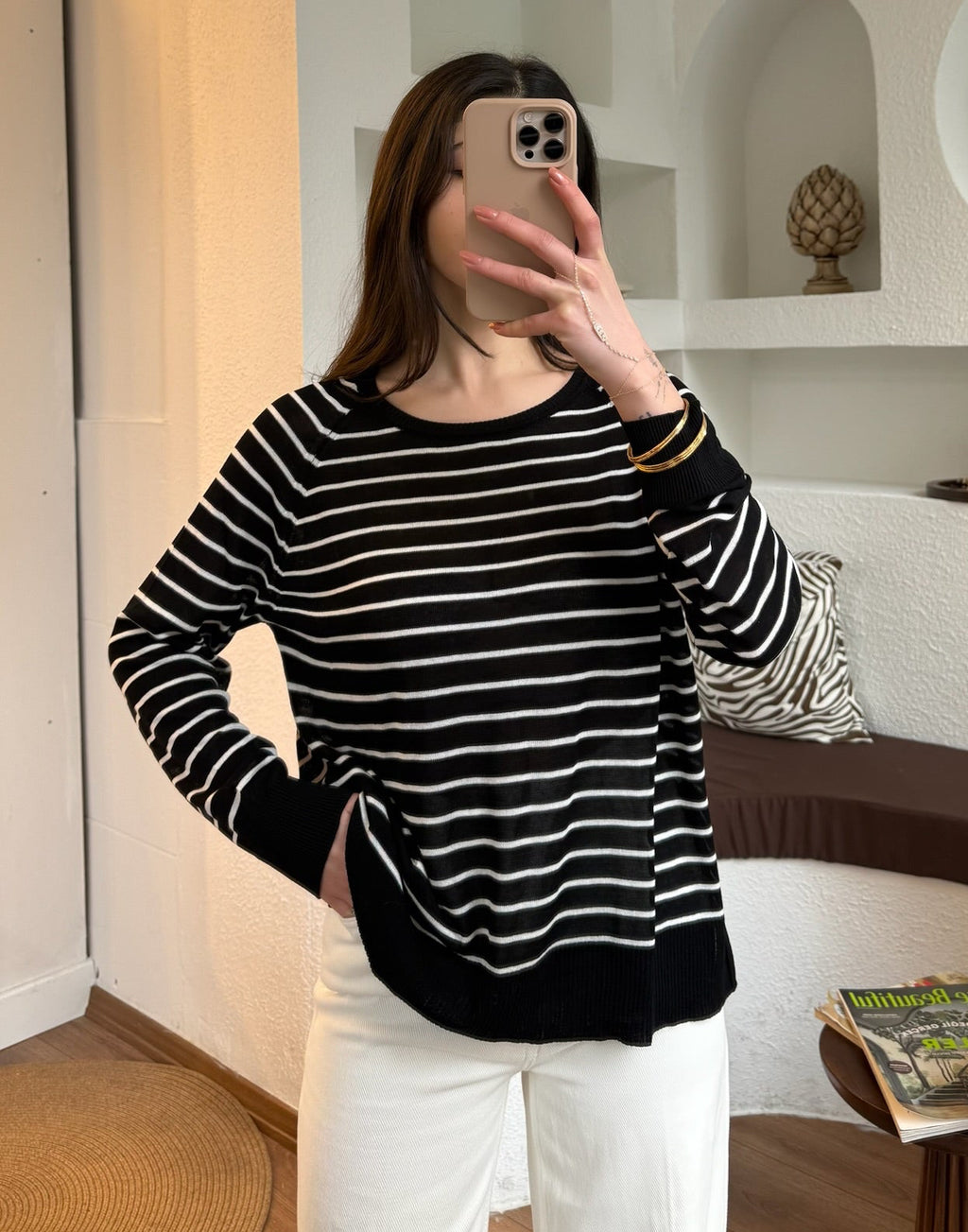 Çizgili basic triko
