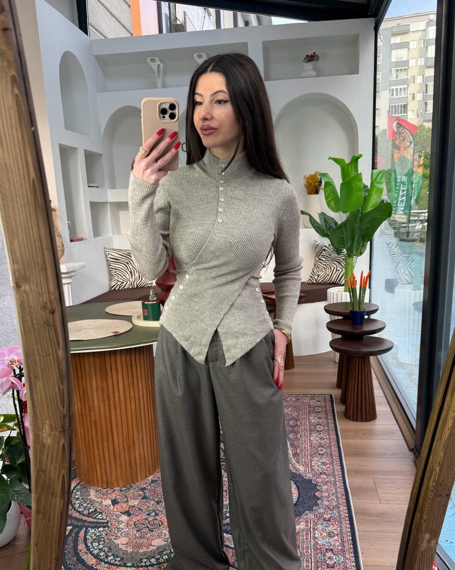 Asimetrik düğmeli fitilii bluz