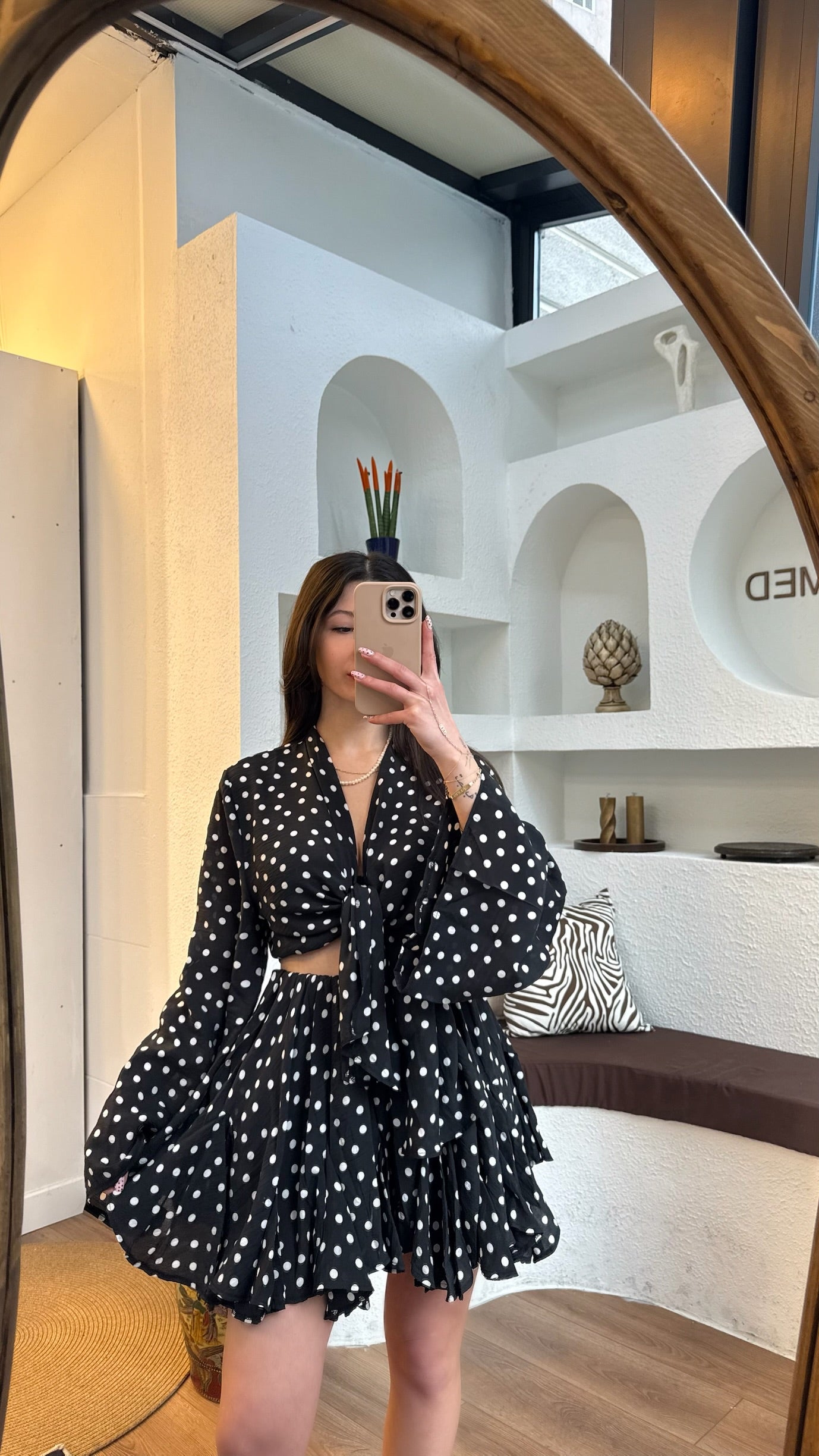 Puantiye kimono etek takım