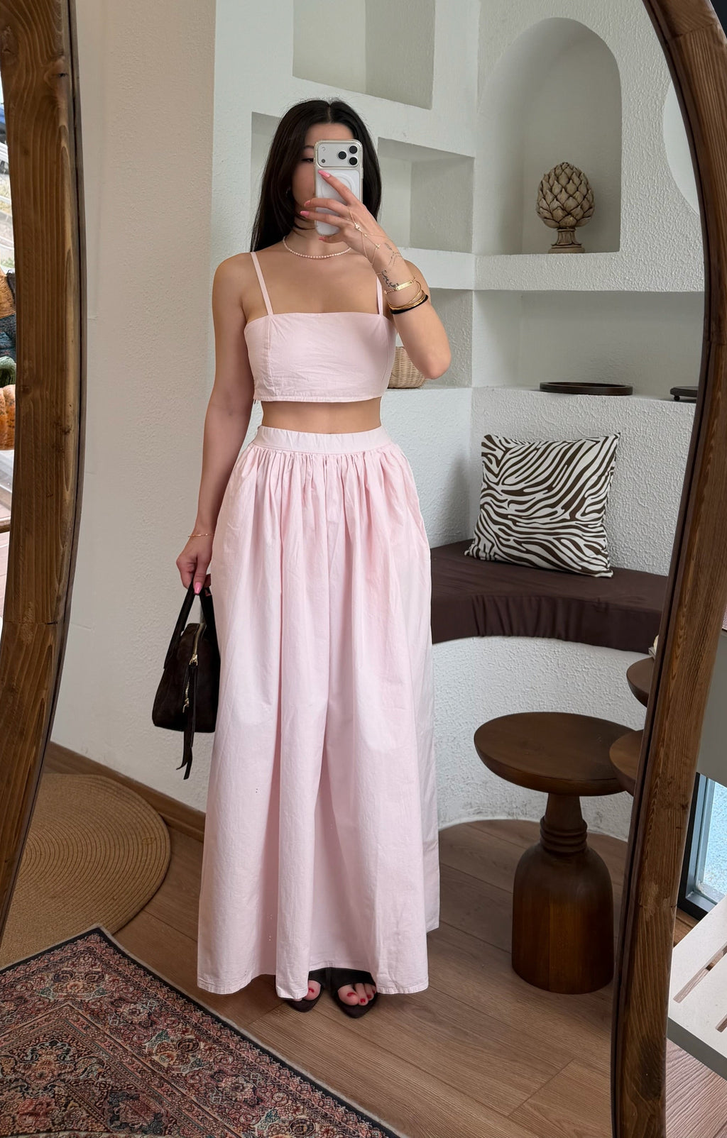 Toz pembe Etek-top takım