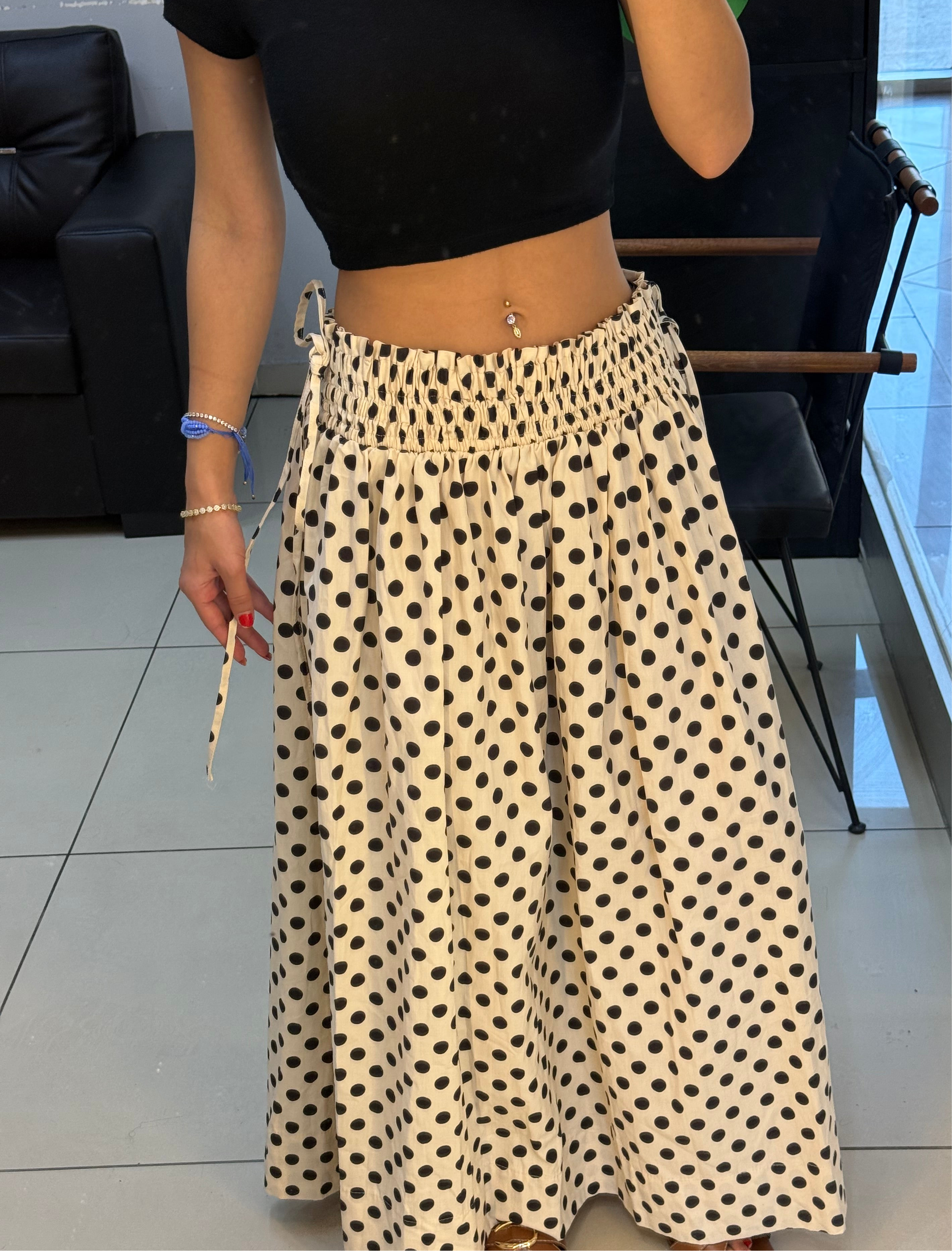 Poplin puantiye etek