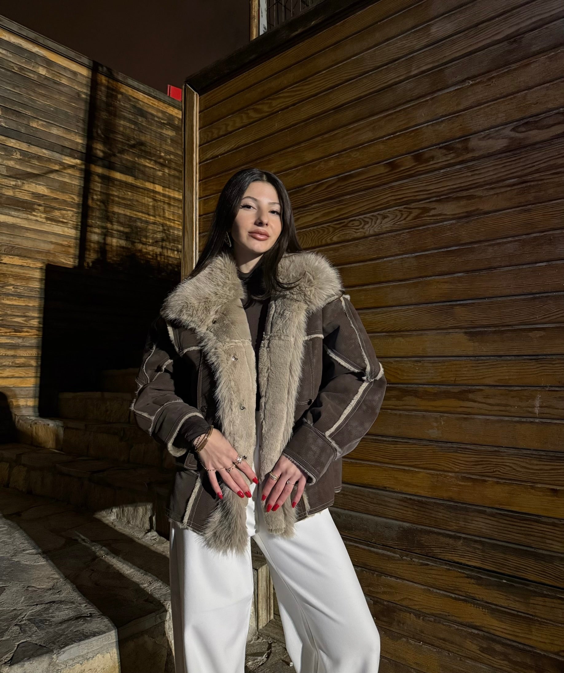 İthal kürklü mont