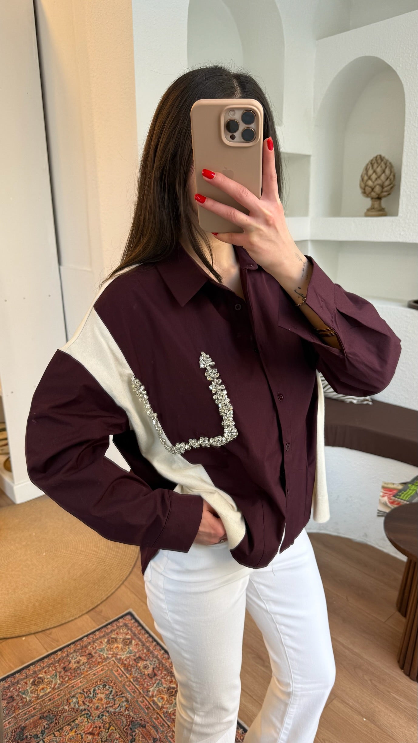 Twst model taşlı gömlek