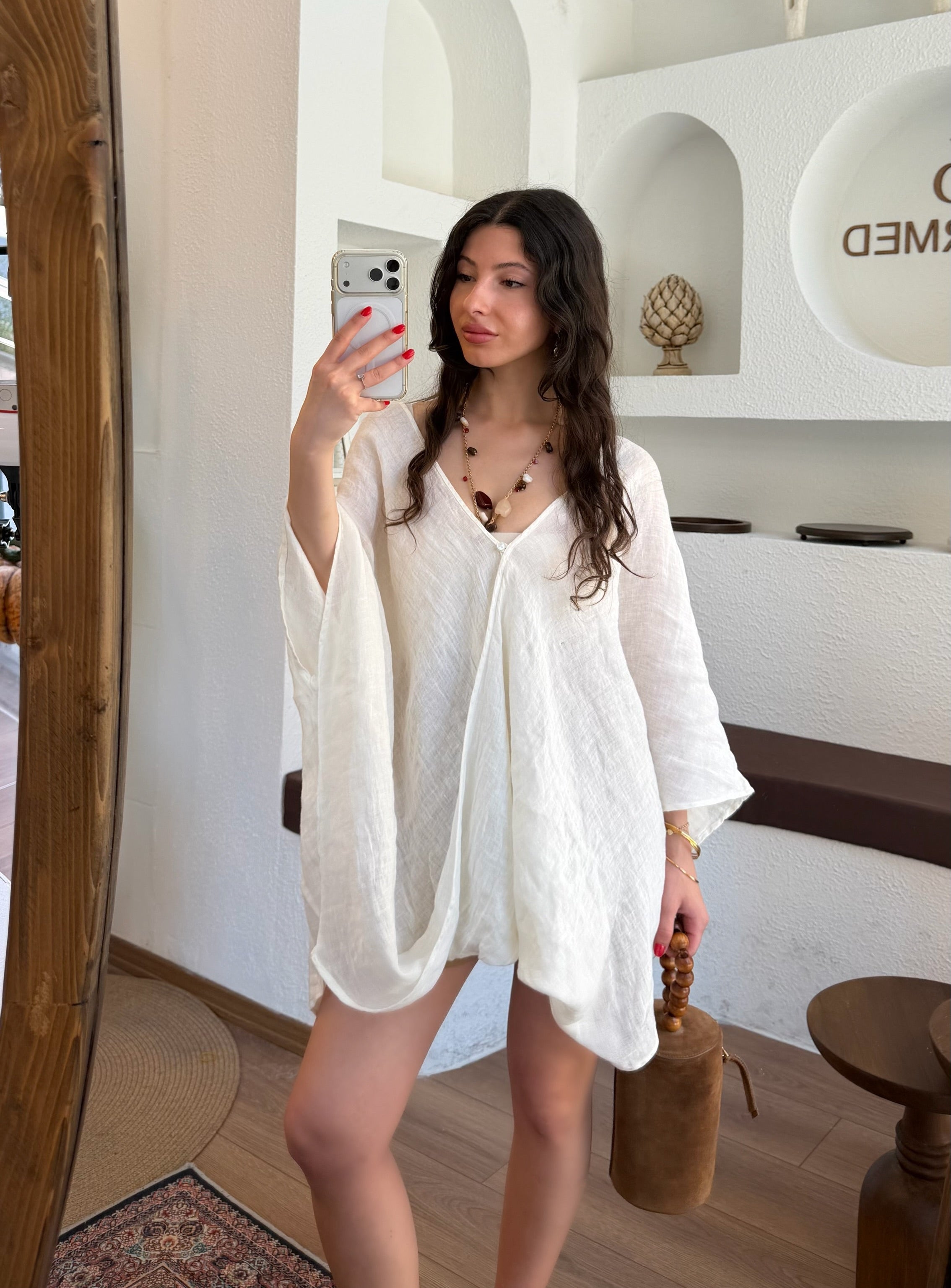 %100 keten kimono gömlek