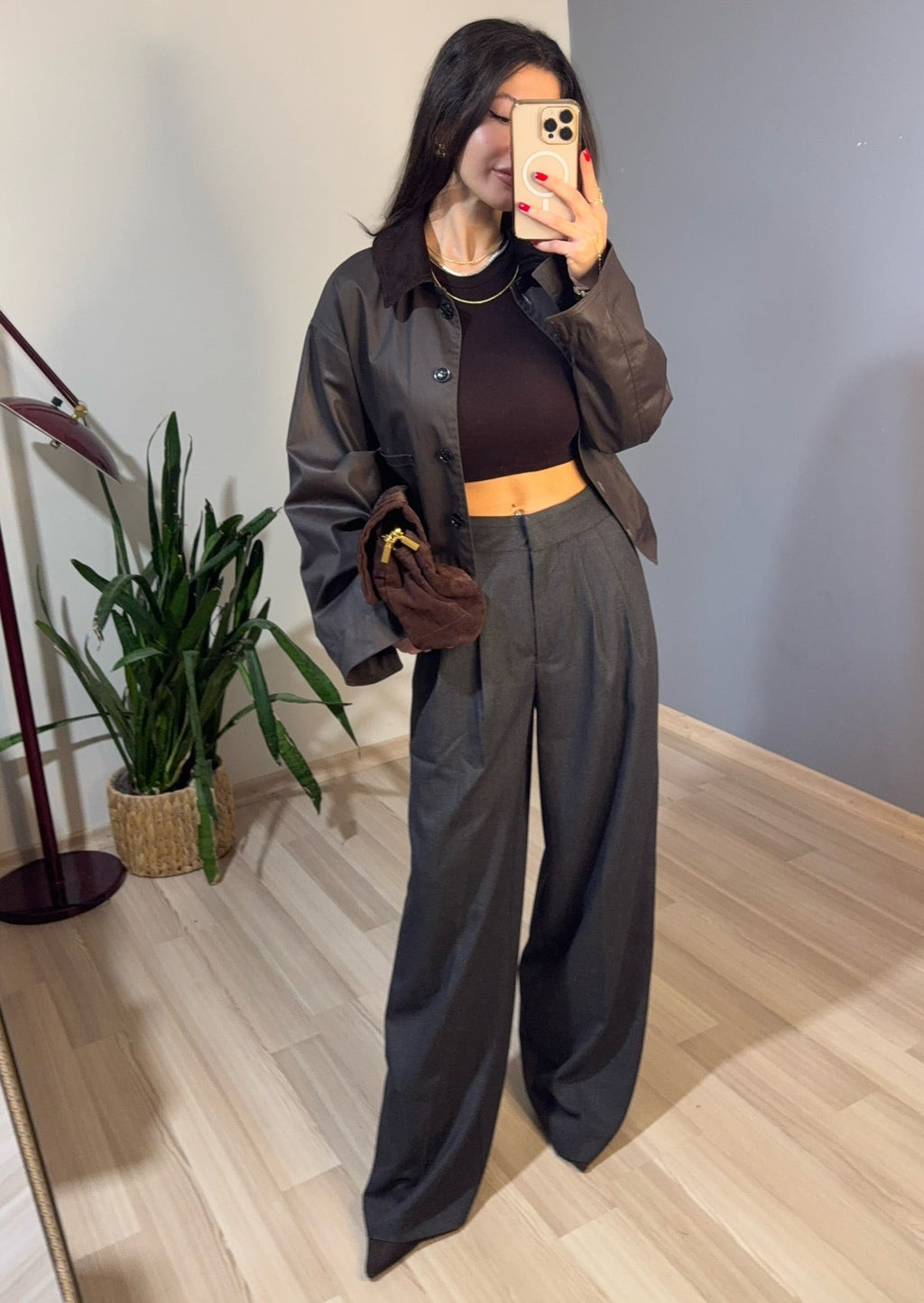 Antrasit palazzo pantolon