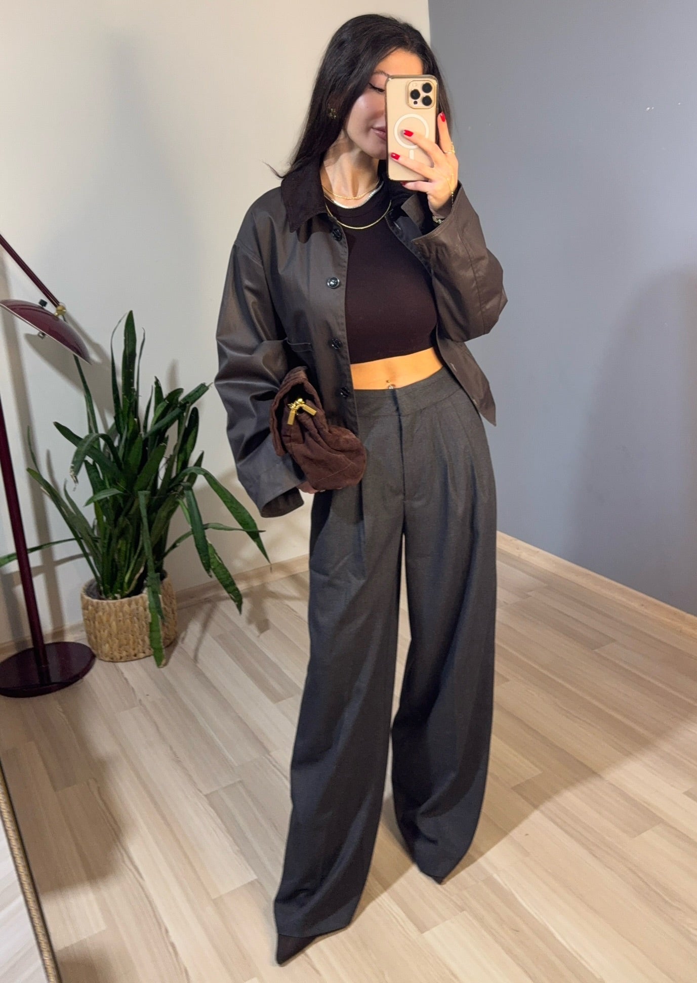 Antrasit palazzo pantolon