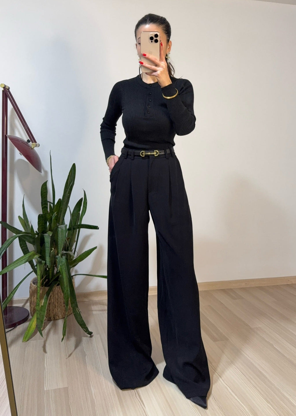 Siyah krep kumaş pantolon