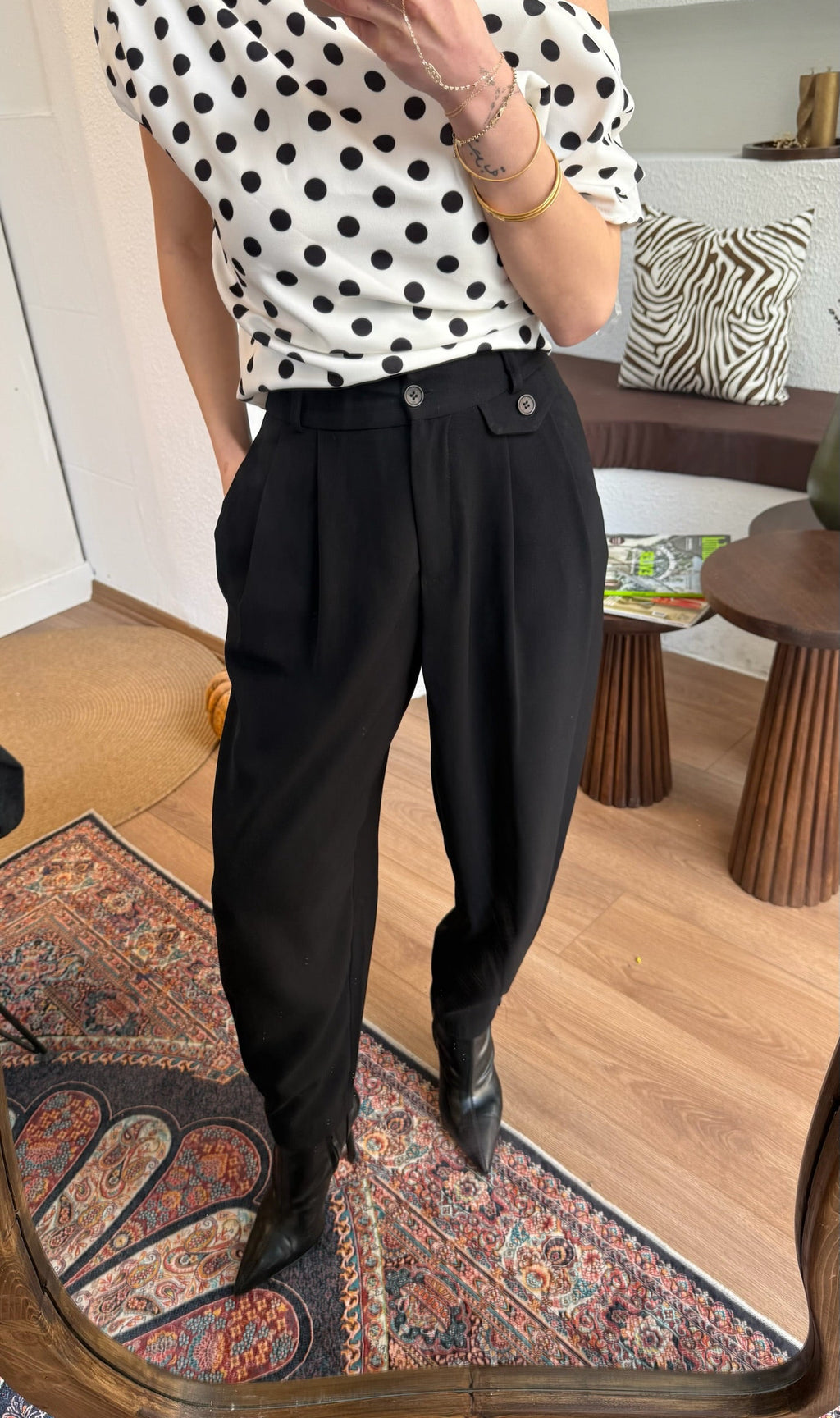 Siyah slouchy pantolon