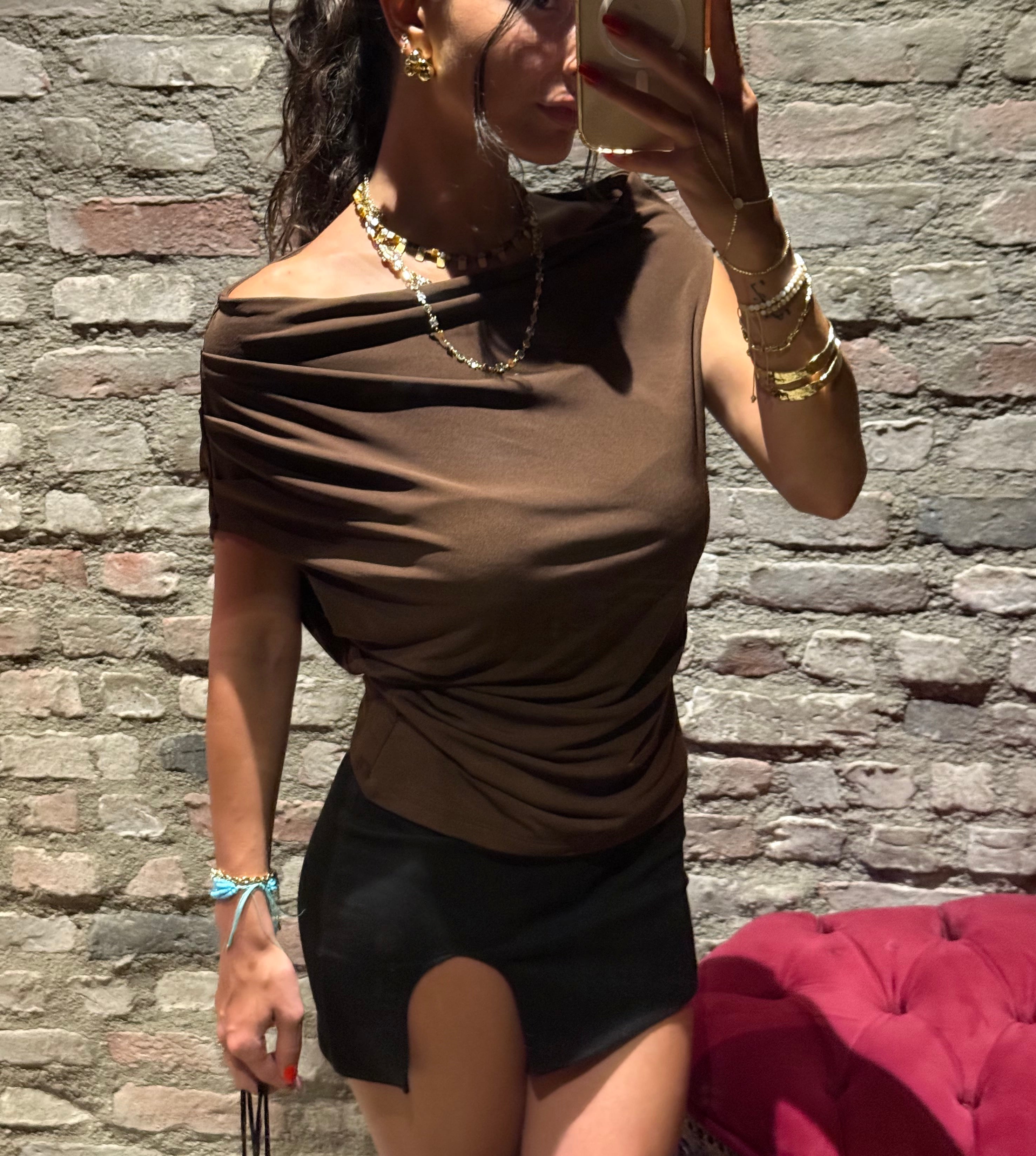 Costs kahve kayık bluz