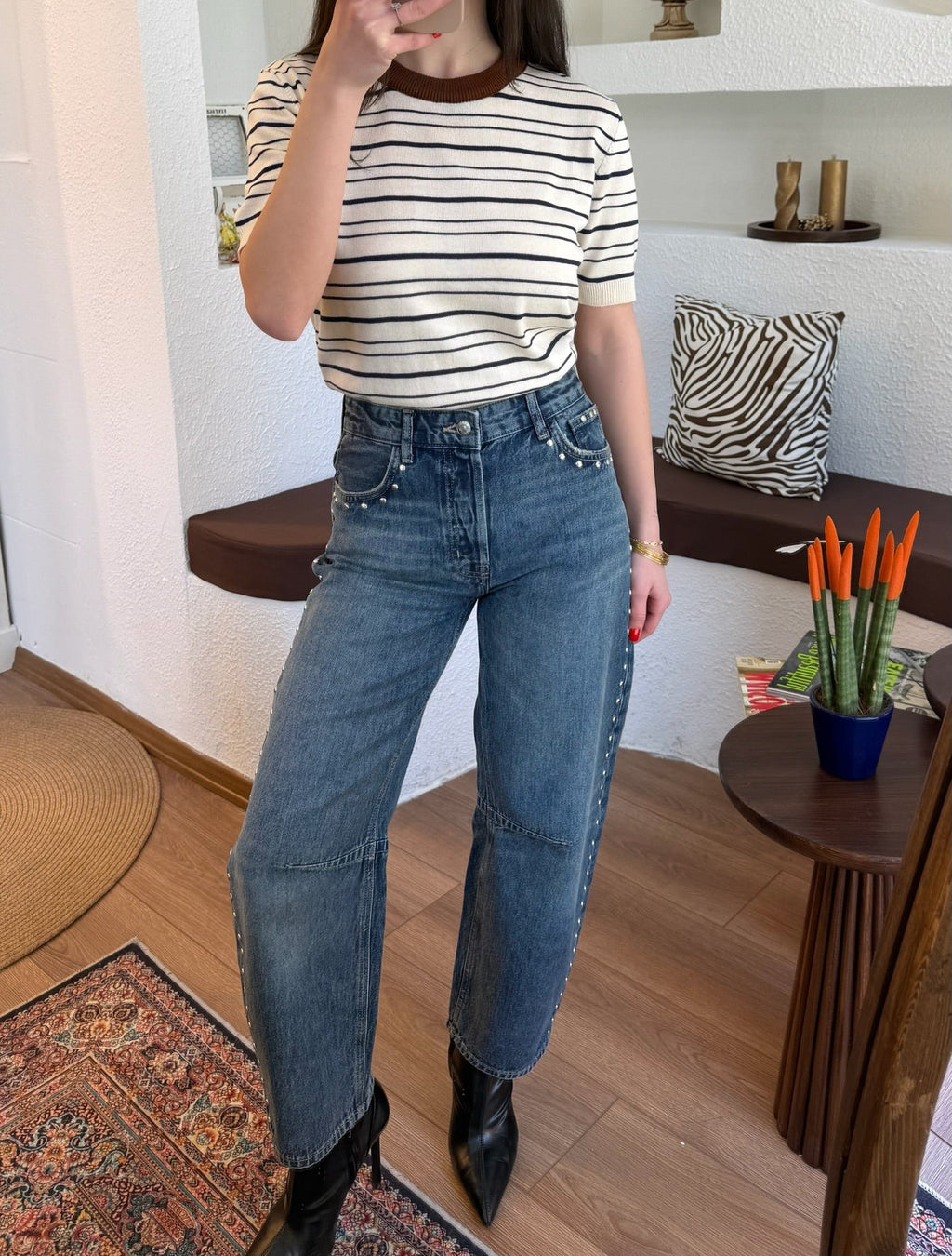 Mdwl zımba şeritli jean