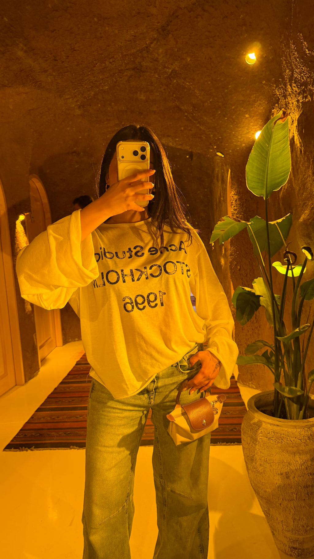 Acne studios baskılı oversize basic-Beyaz