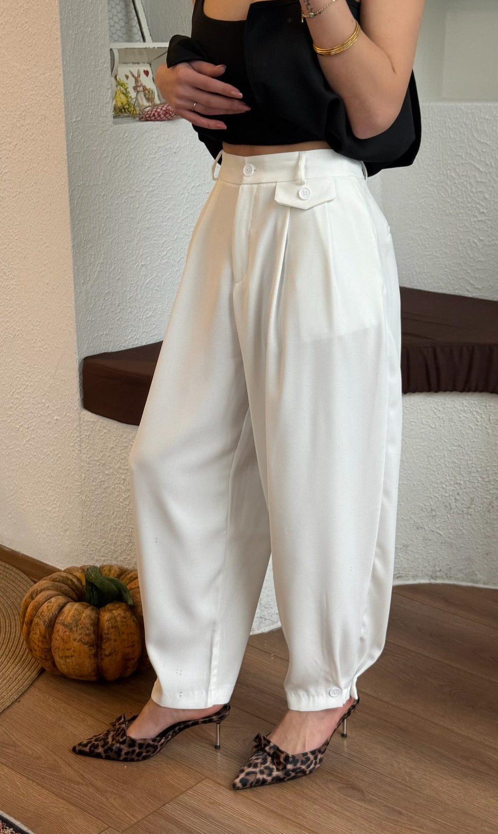 Slouchy beyaz pantolon