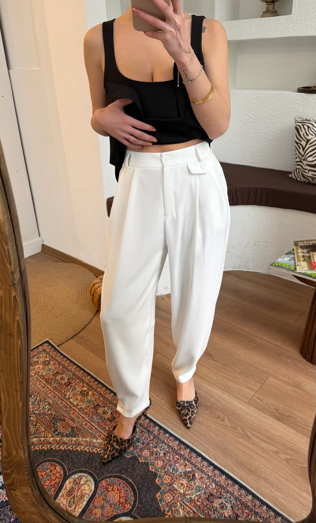 Slouchy beyaz pantolon