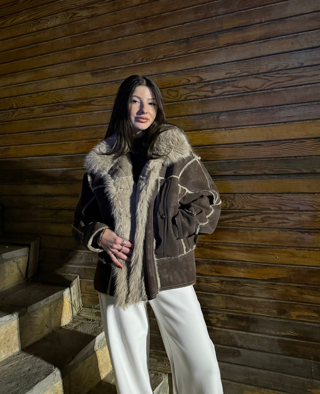 İthal kürklü mont