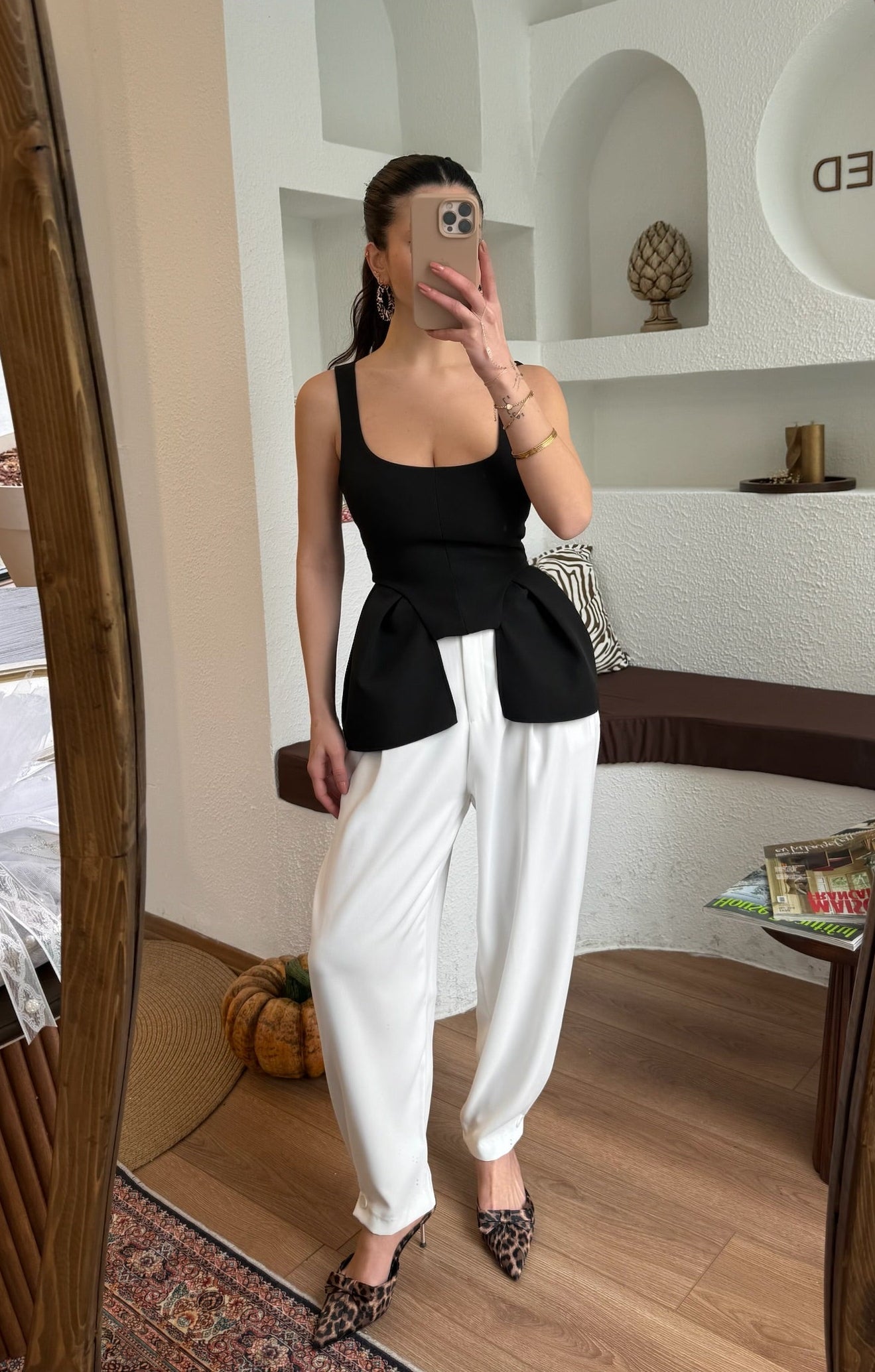 Siyah peplum top