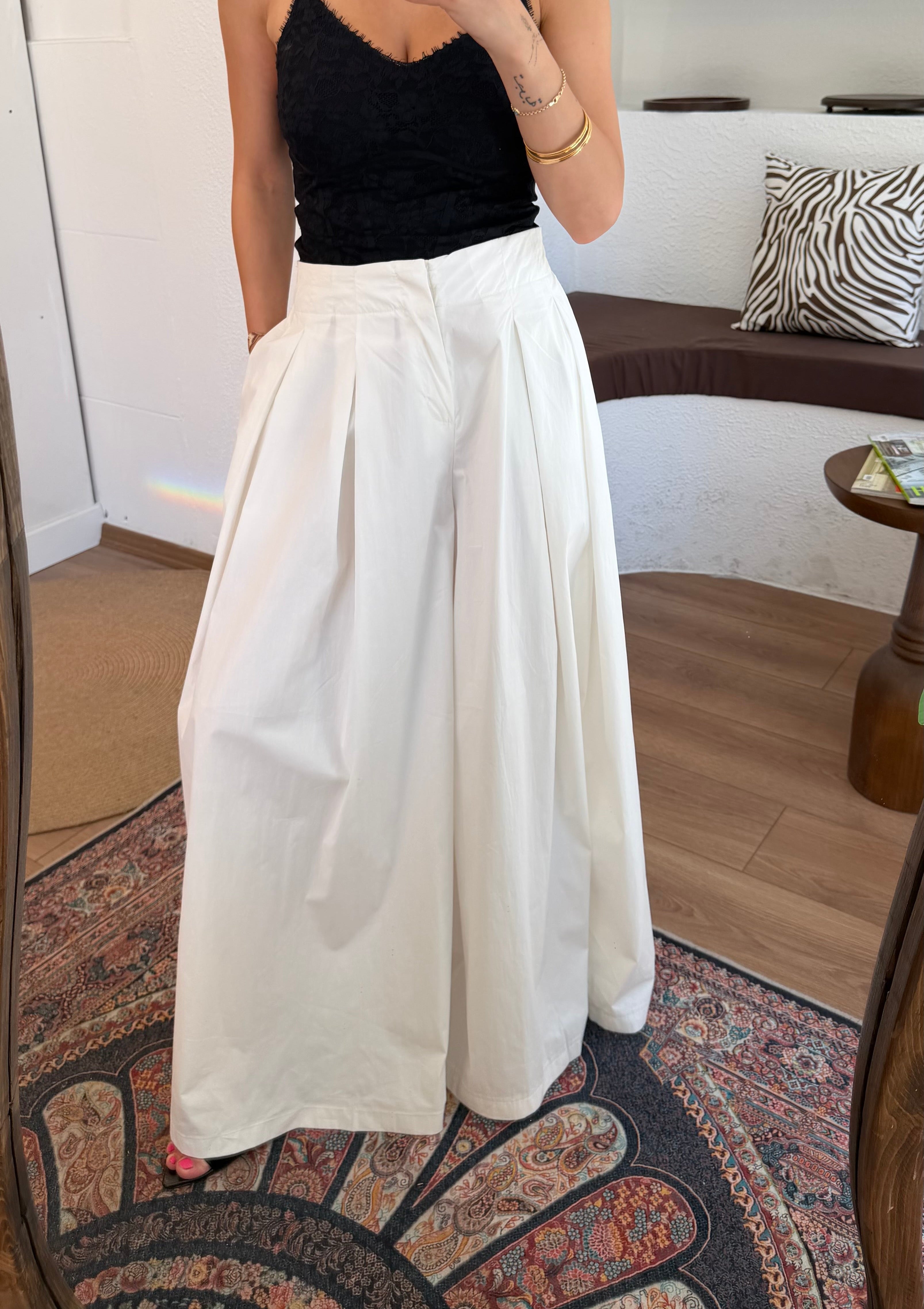 Poplin pamuk pileli pantolon