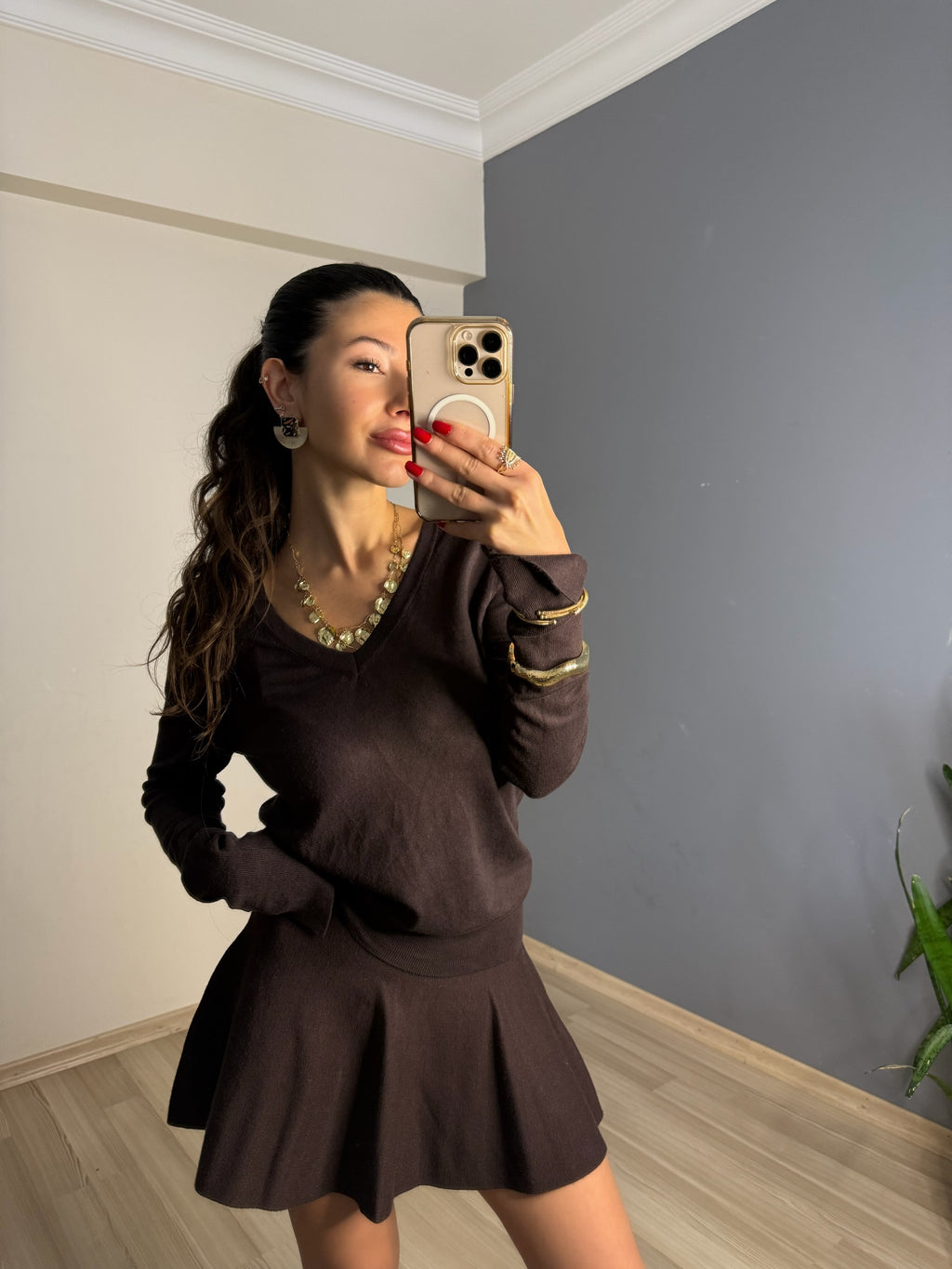 Pileli acı kahve etek