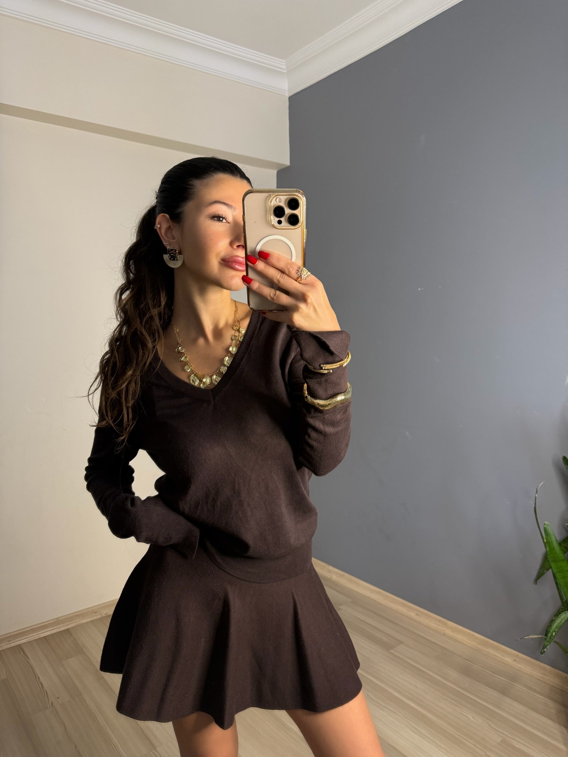 Pileli acı kahve etek