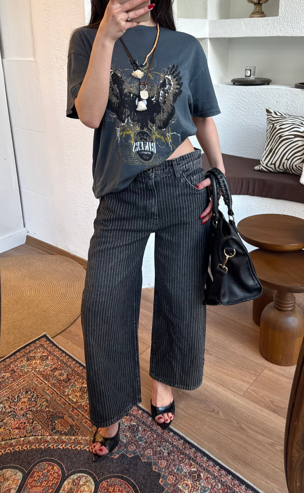 Zra marka çizgili jean