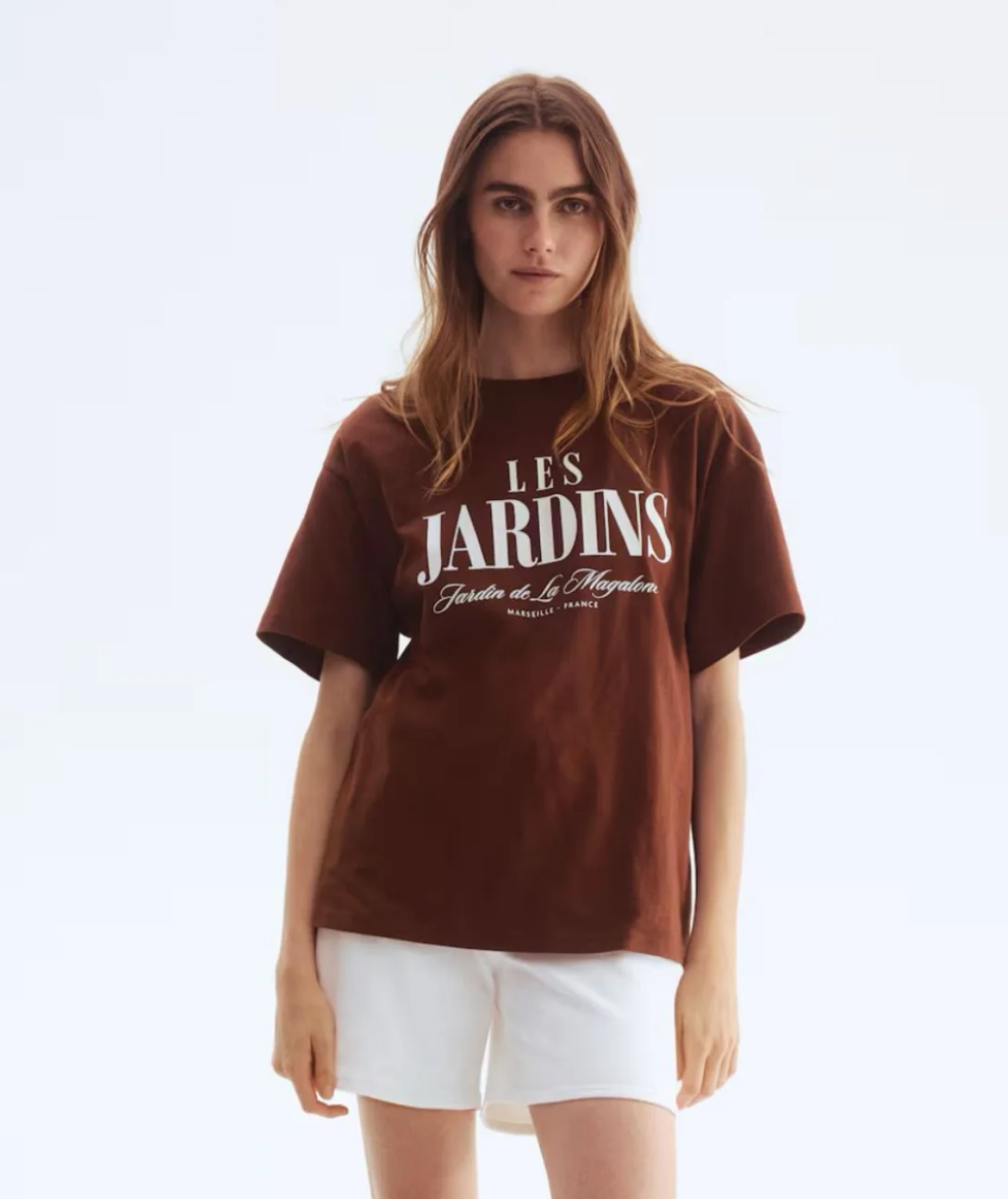 Les jardins baskılı kahve tişört