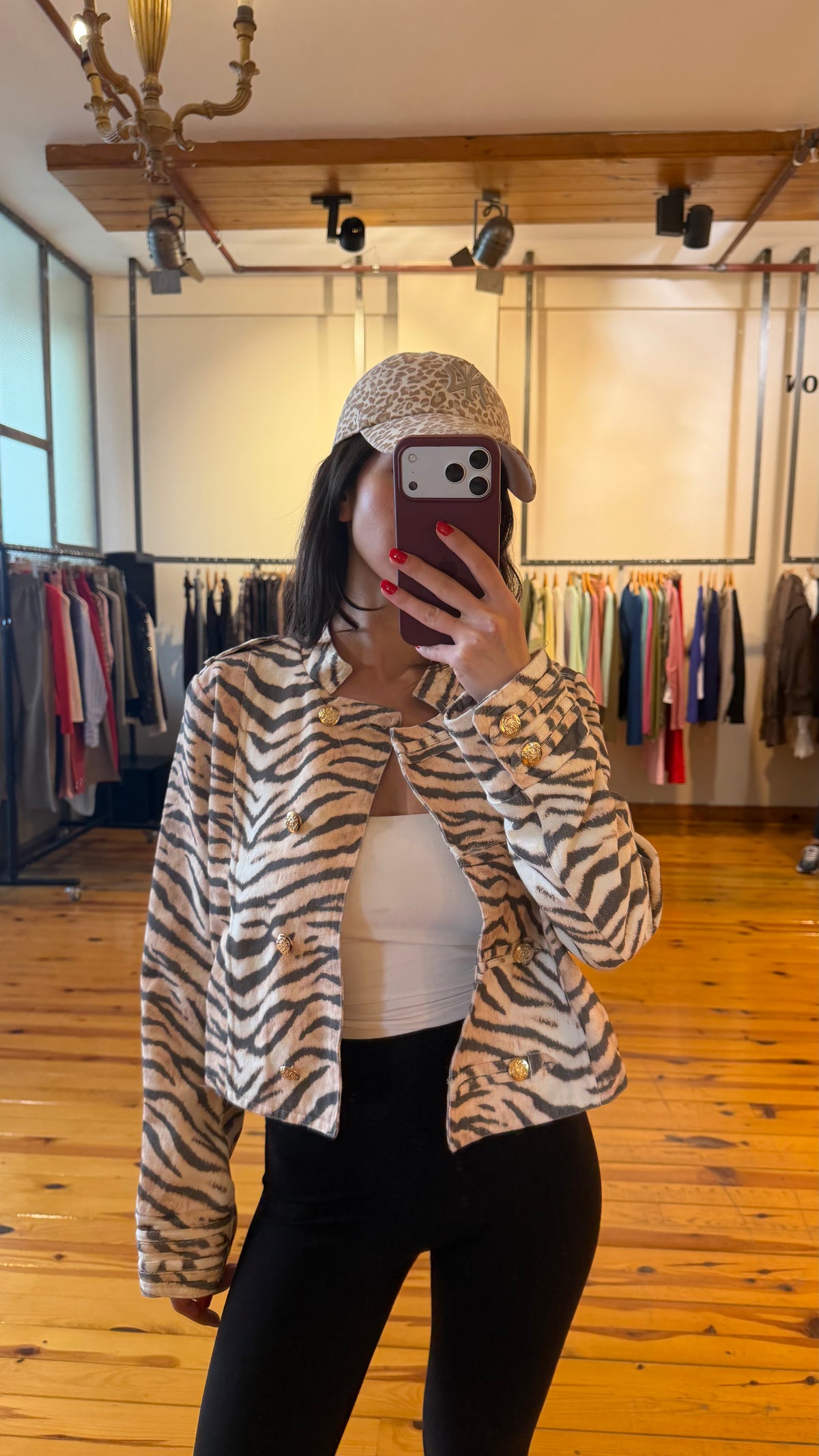 Zebra desen Napolyon düğmeli ceket