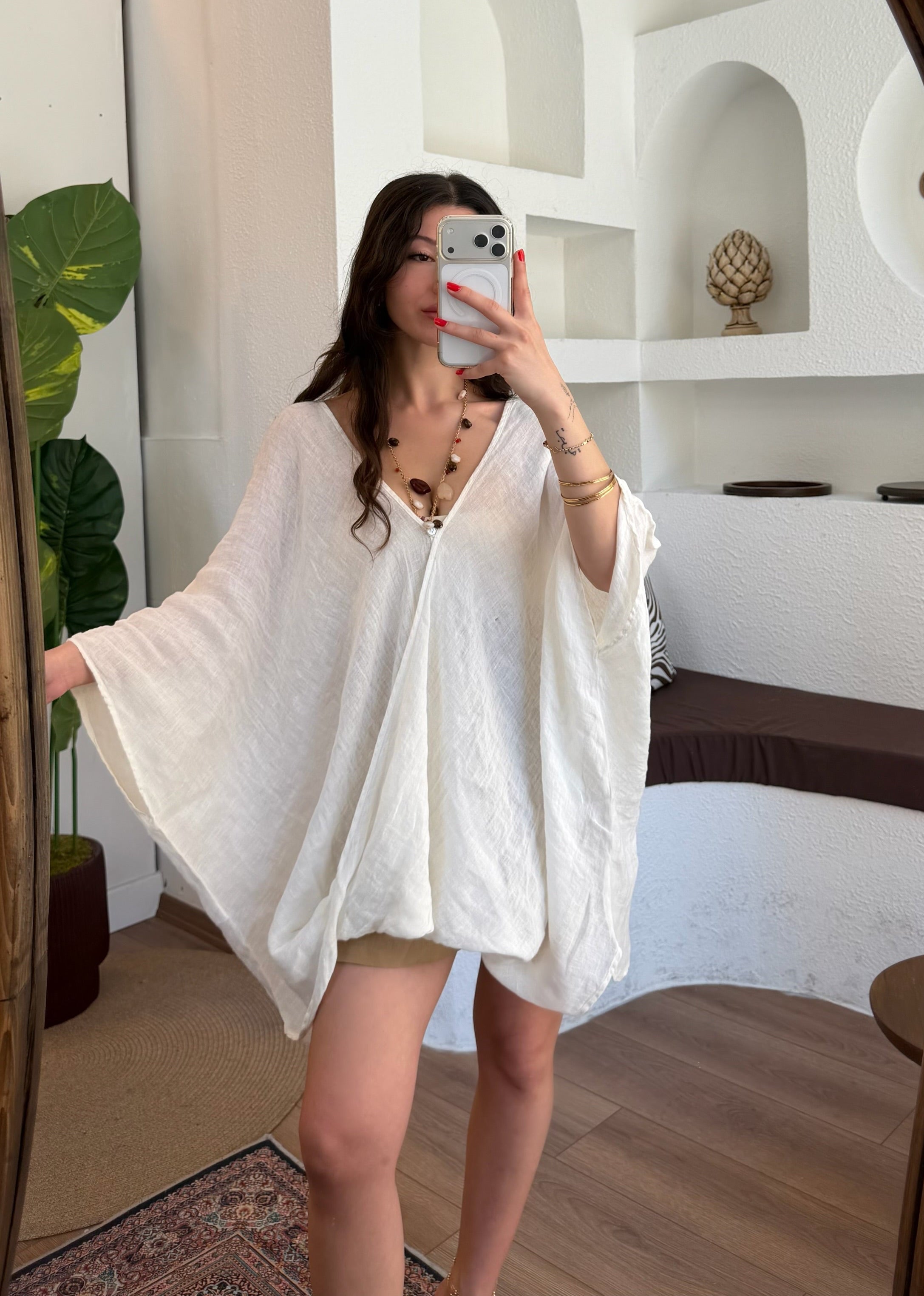 %100 keten kimono gömlek